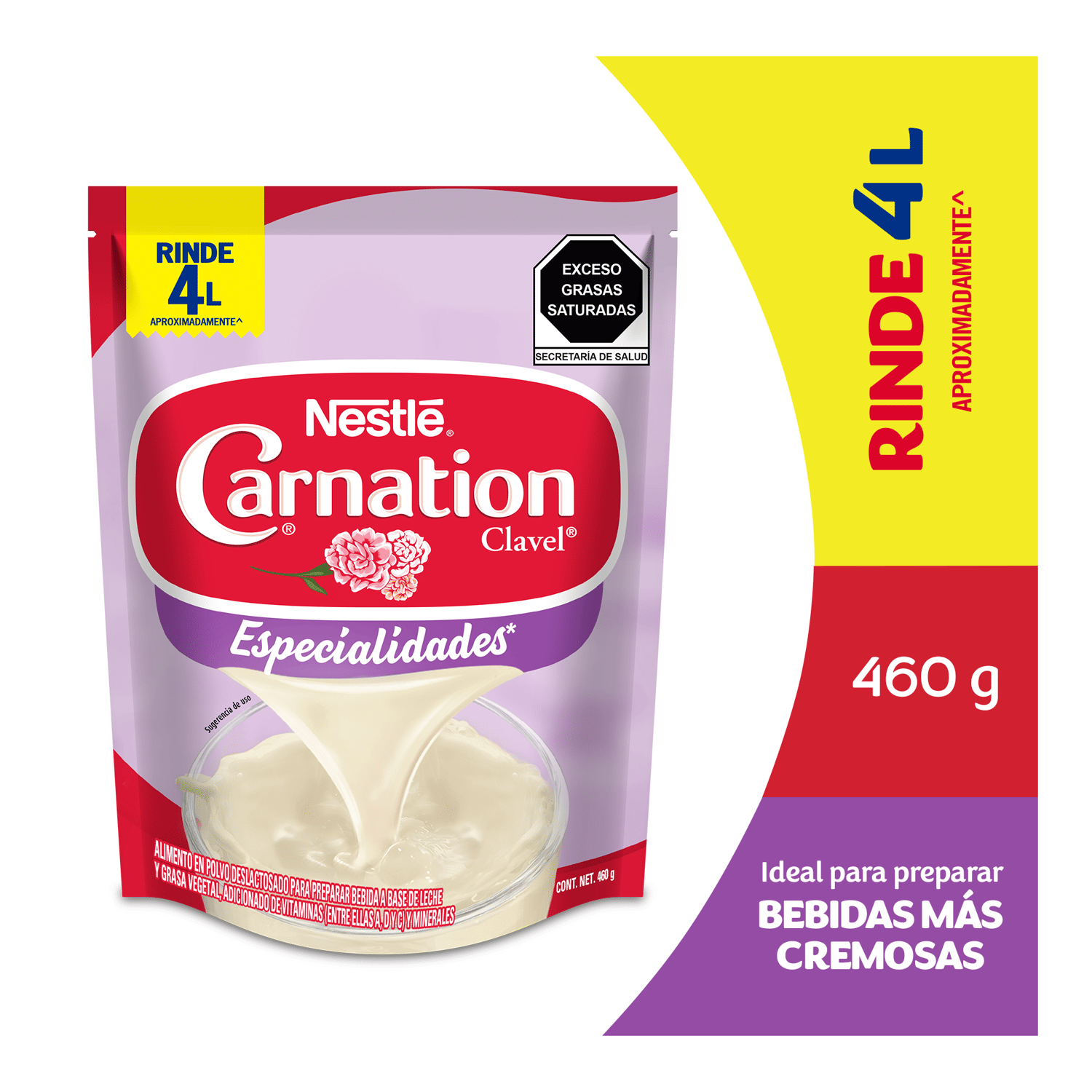 Leche Evaporada Carnation Deslactosada Polvo Bolsa 460g