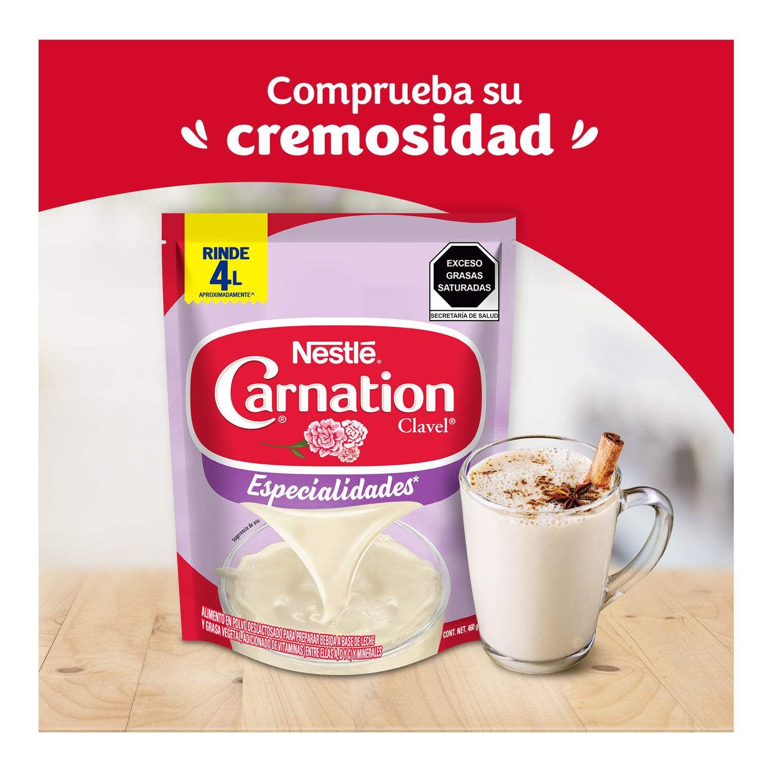 Leche Evaporada Carnation Deslactosada Polvo Bolsa 460g