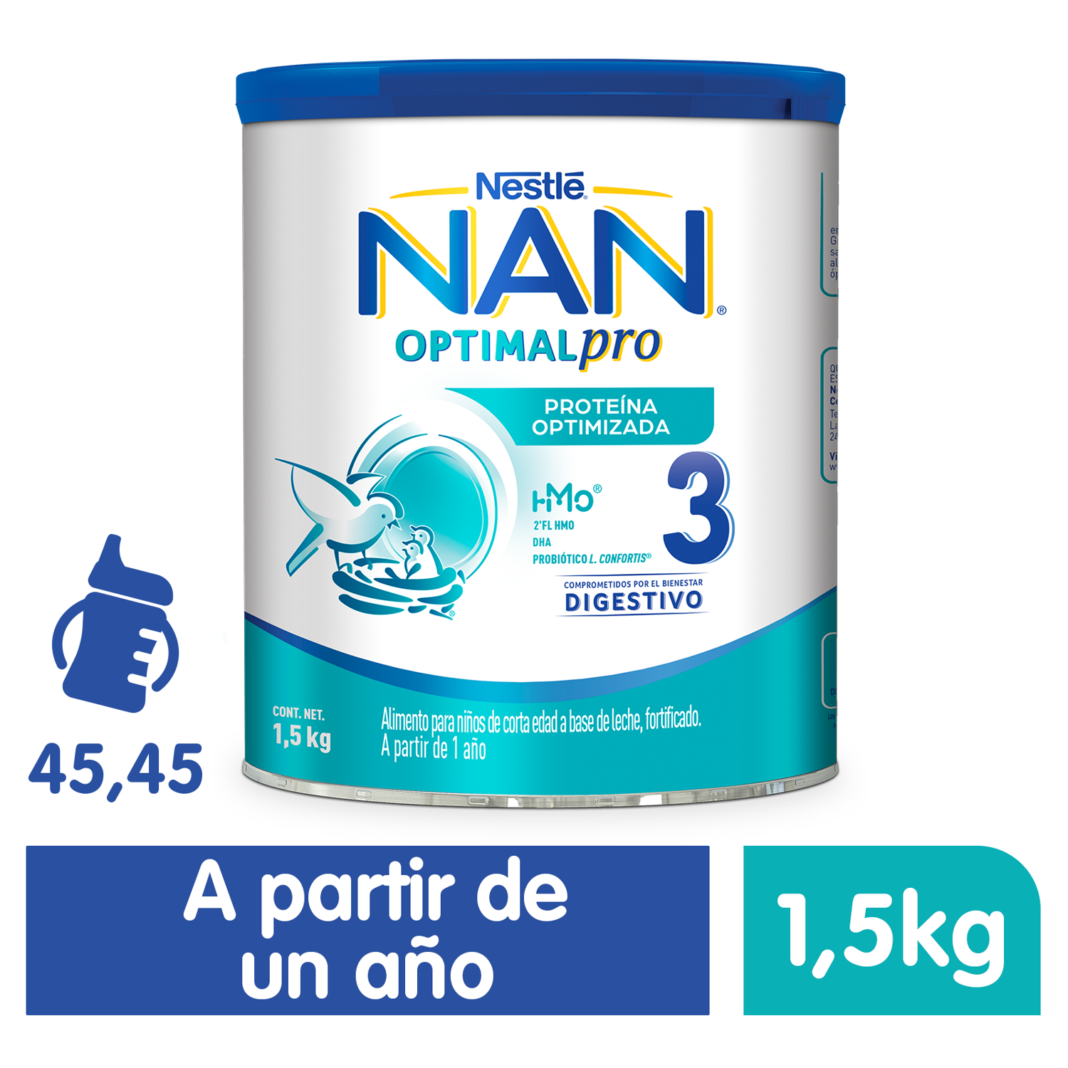 Nan 3 Formula Infantil 1.5 Kg Mx Nan 1.0 Pza