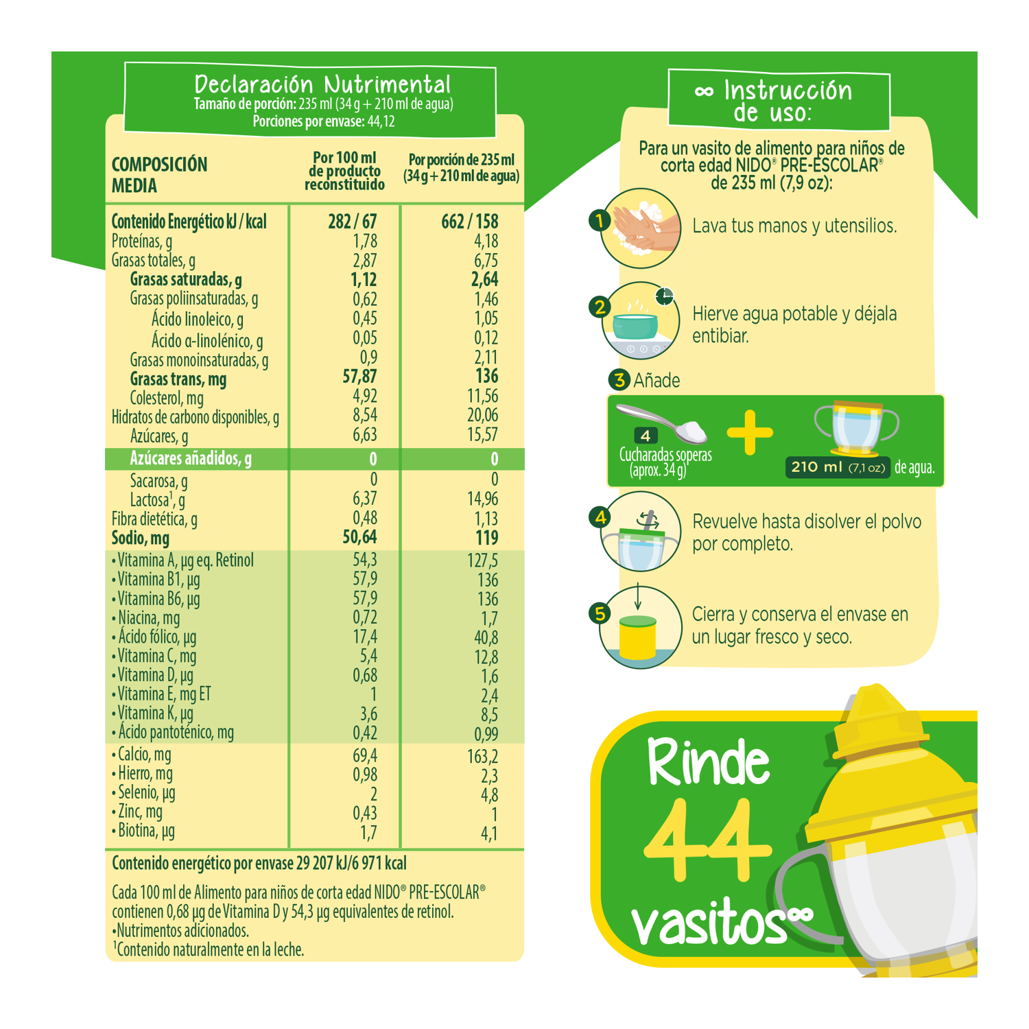Leche Polvo Pre Escolar 2+ Nido 1.5 Kg