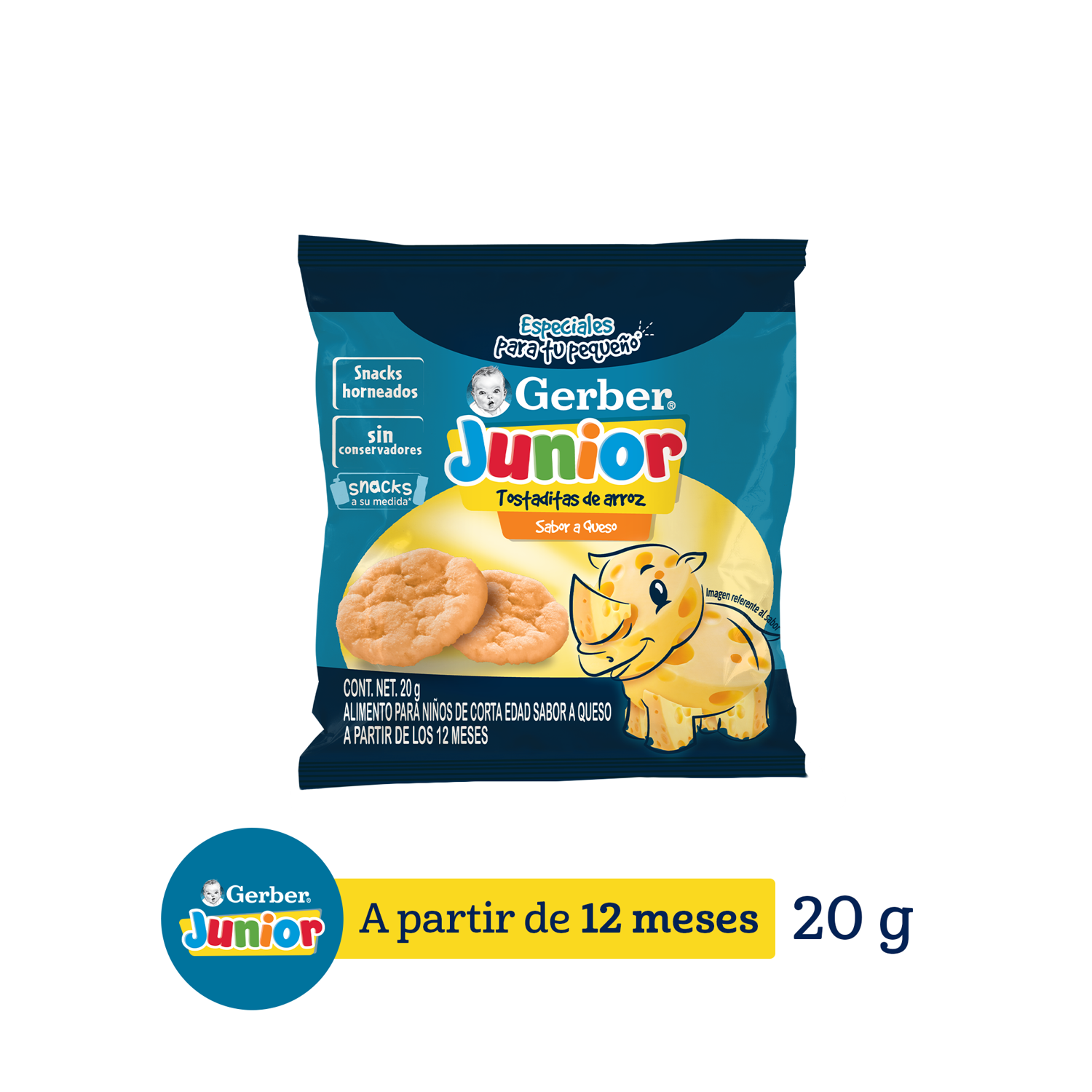 Snacks Junior Tostaditas Sabor Queso Gerber 20.0 Gr