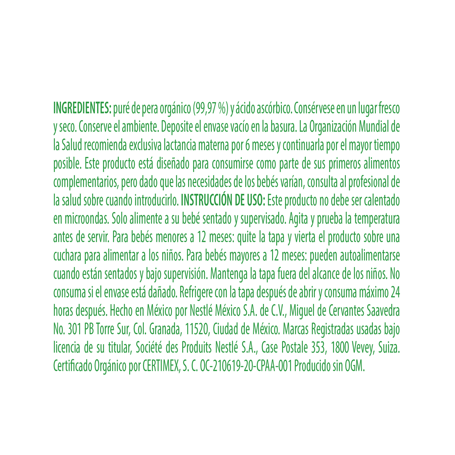 Pouch Organico Pera Gerber 100.0 Gr