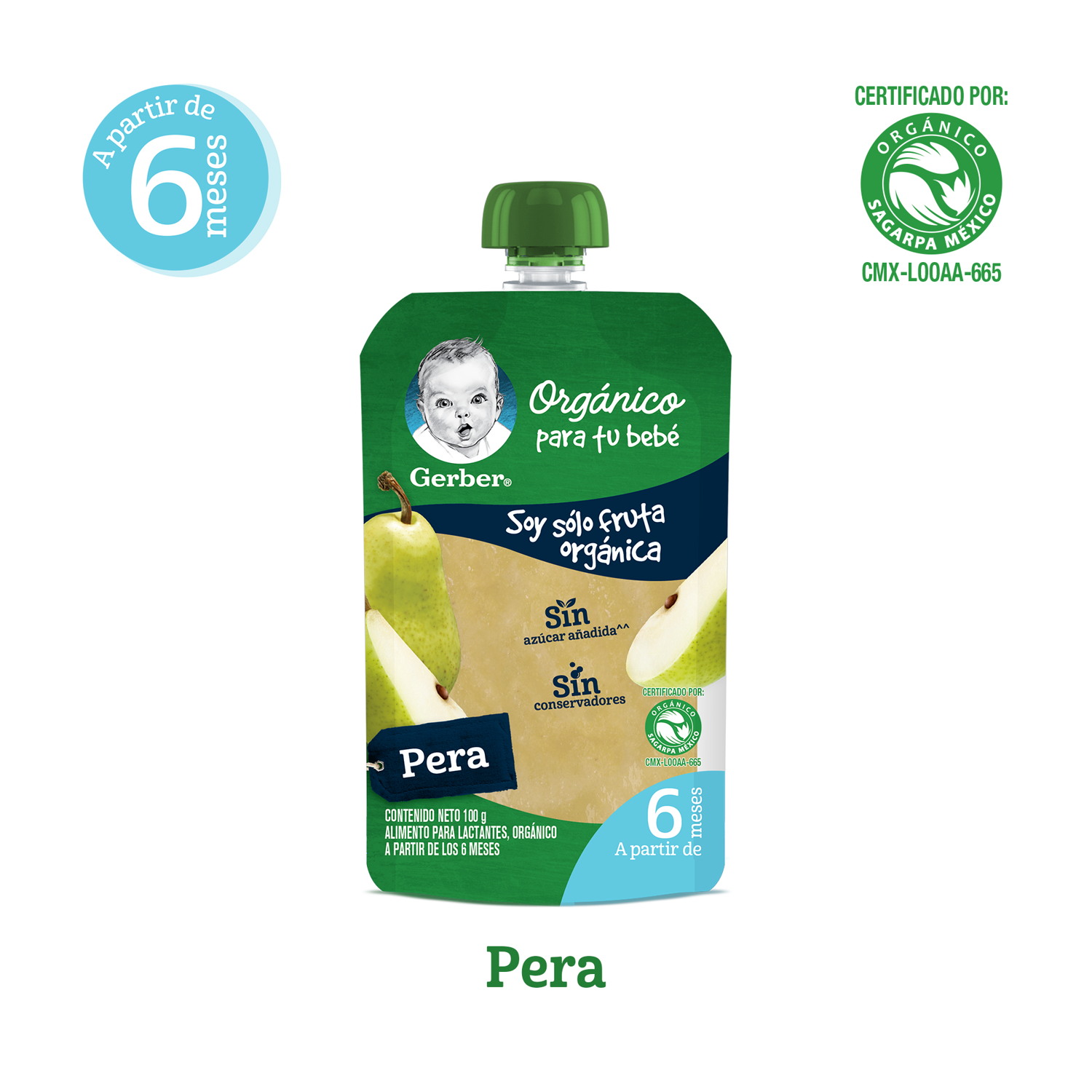Pouch Organico Pera Gerber 100.0 Gr