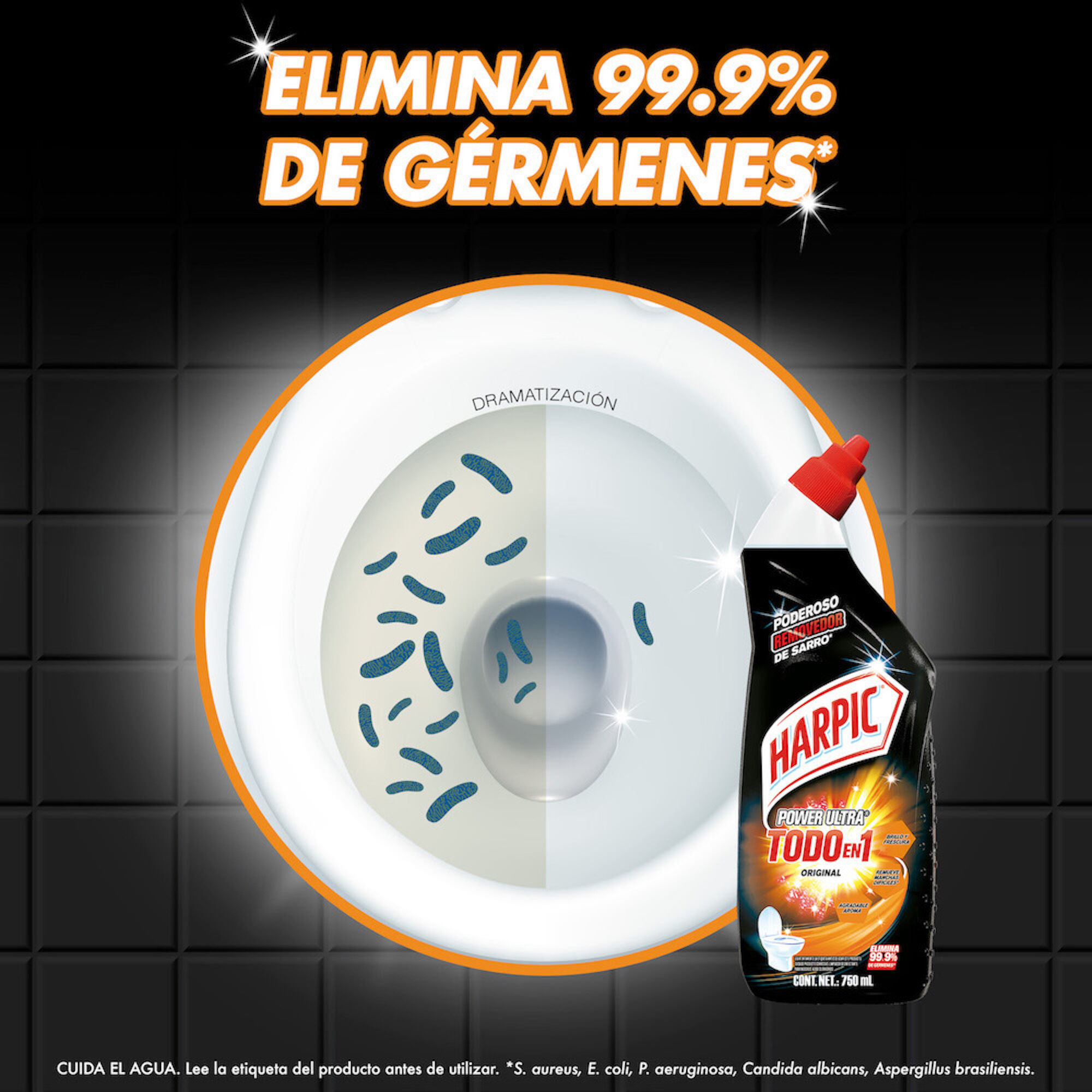 Limpiador De Inodoros Desinfectante Power Plus Harpic 750