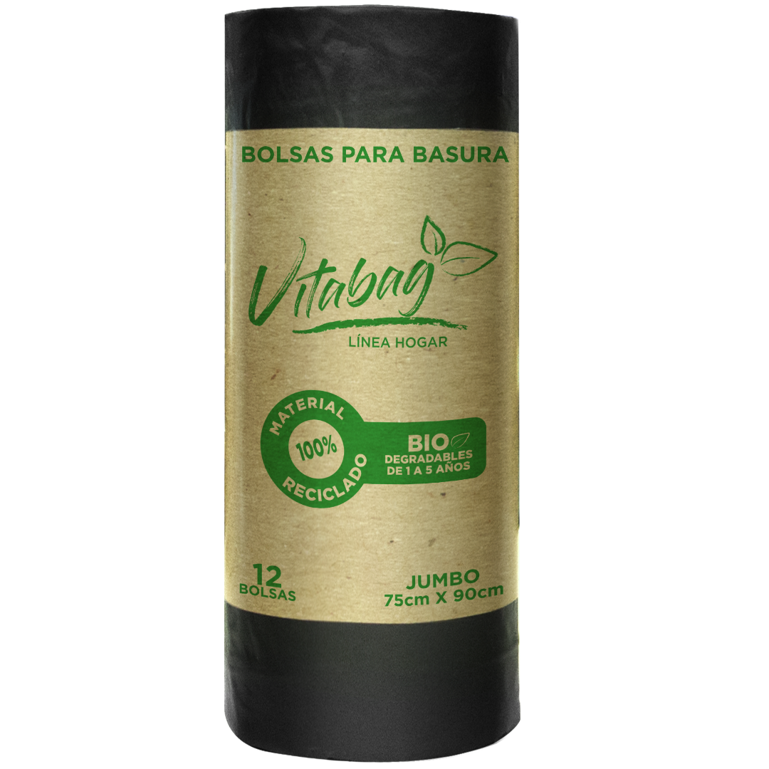 Bolsa Basura Biodegradable Jumbo 12 Pz Vitabag 12.0 Pz