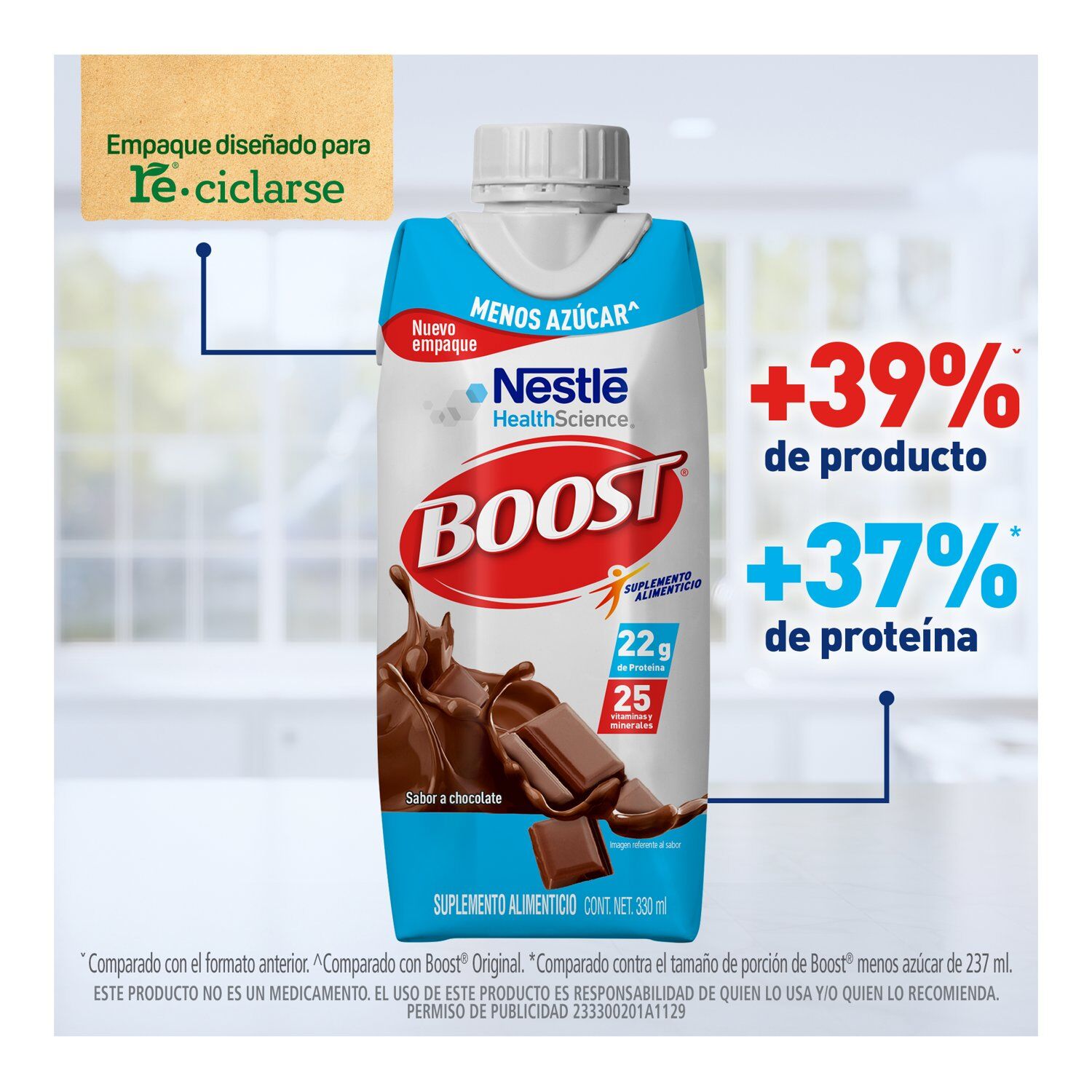 Supl Alimenticio Less Sugar Chocolate Boost 330.0 Ml