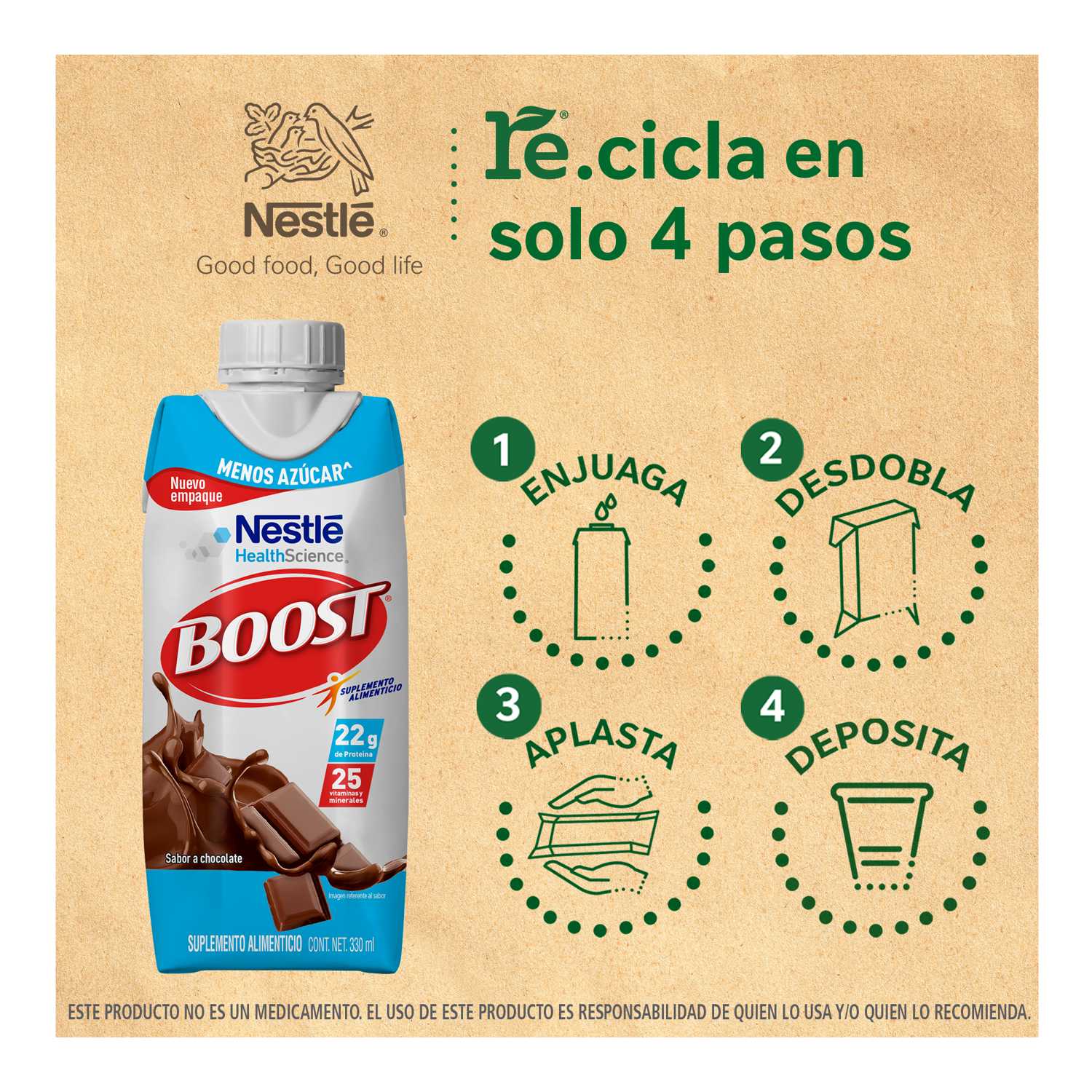 Supl Alimenticio Less Sugar Chocolate Boost 330.0 Ml