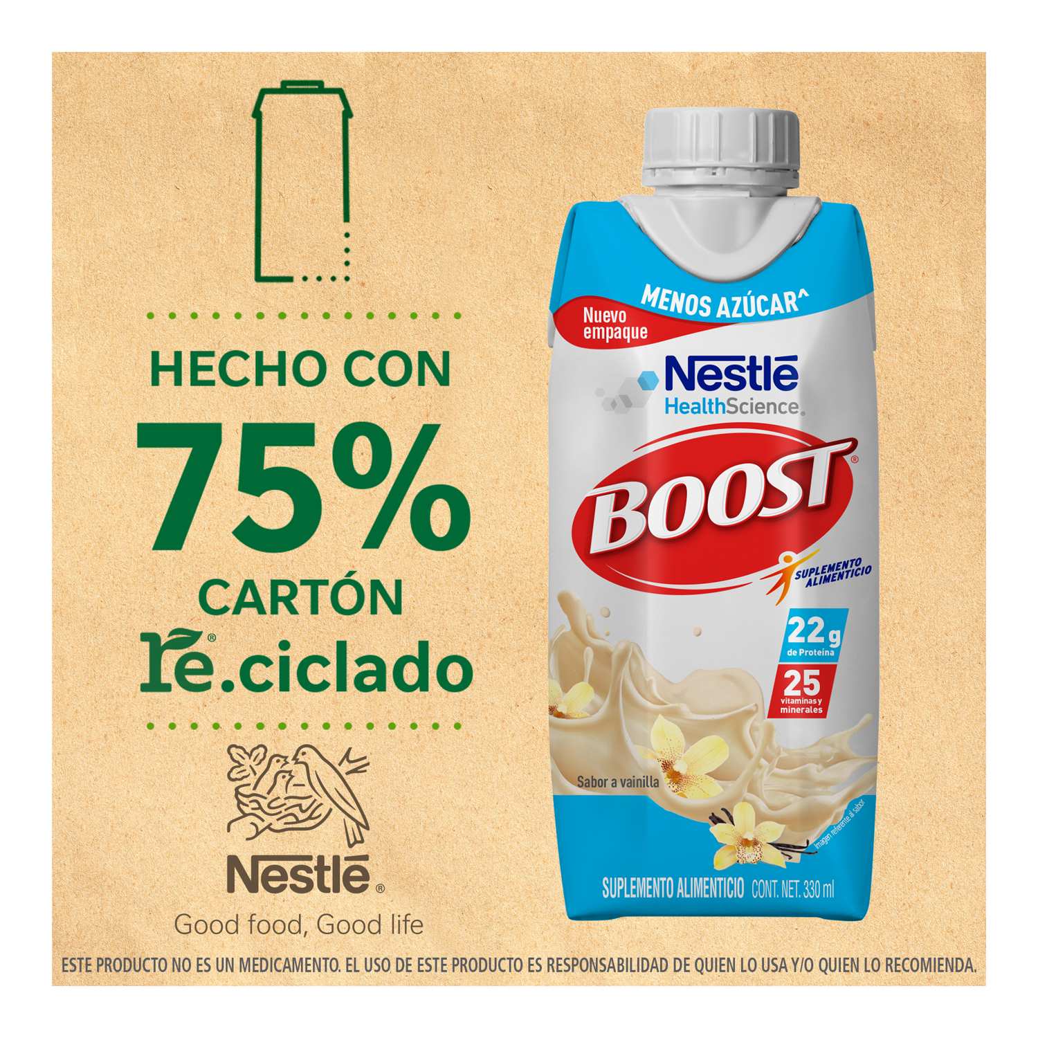 Supl Alimenticio Less Sugar Vainilla Boost 330.0 Ml