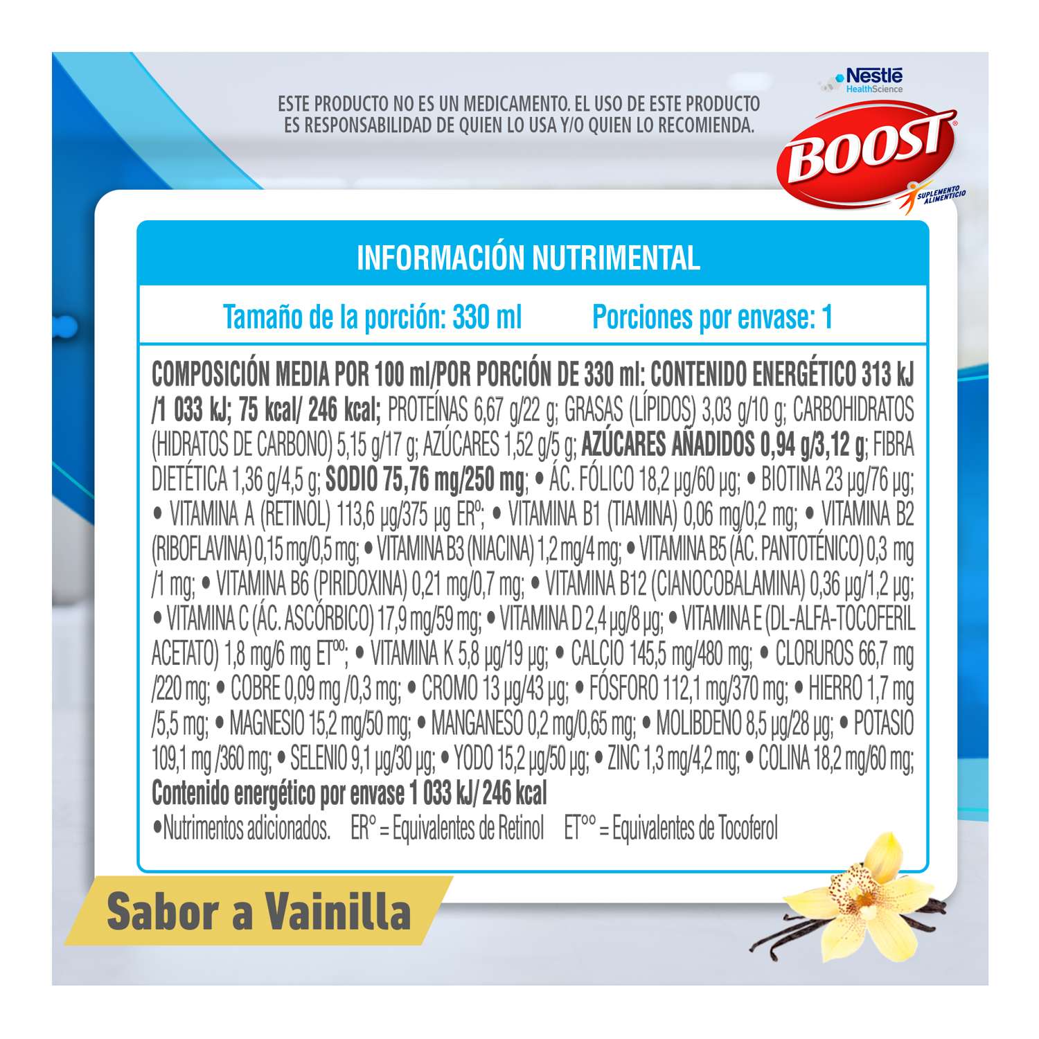 Supl Alimenticio Less Sugar Vainilla Boost 330.0 Ml