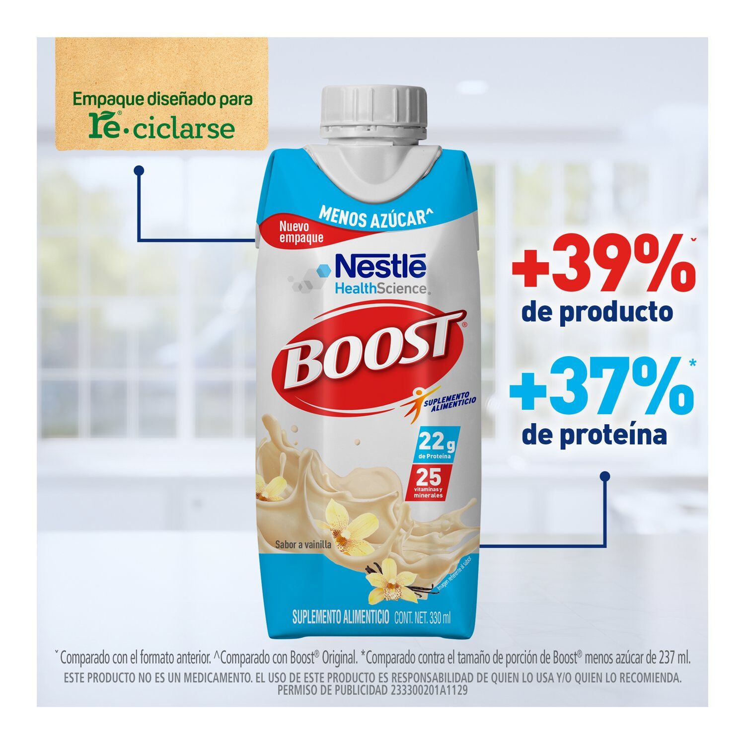 Supl Alimenticio Less Sugar Vainilla Boost 330.0 Ml