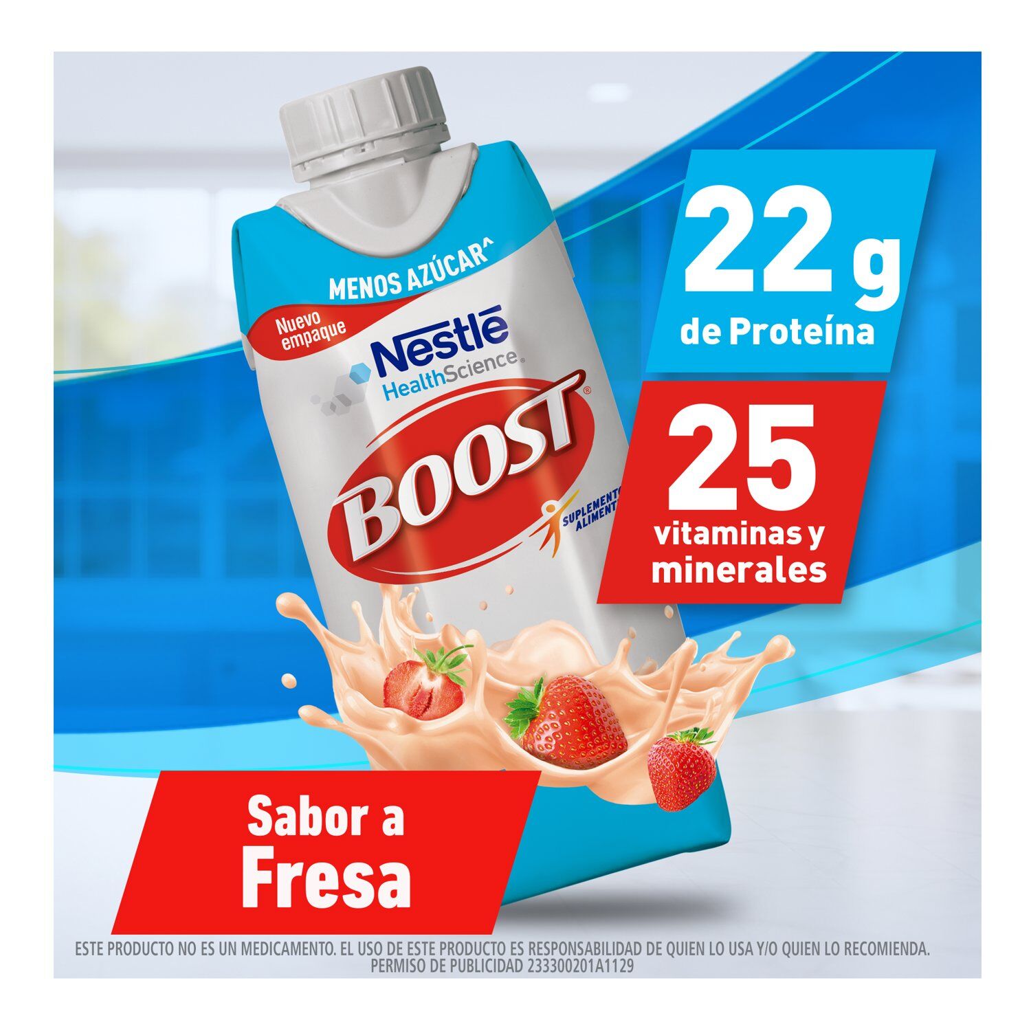 Supl Alimenticio Less Sugar Strawberry Boost 330.0 Ml