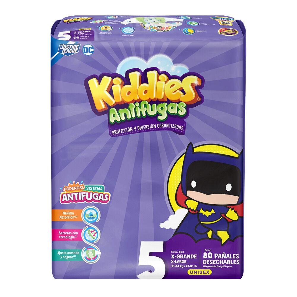 Pañal P/bebe T 5 Kiddies Antifugas Kiddies 80.0 Pza