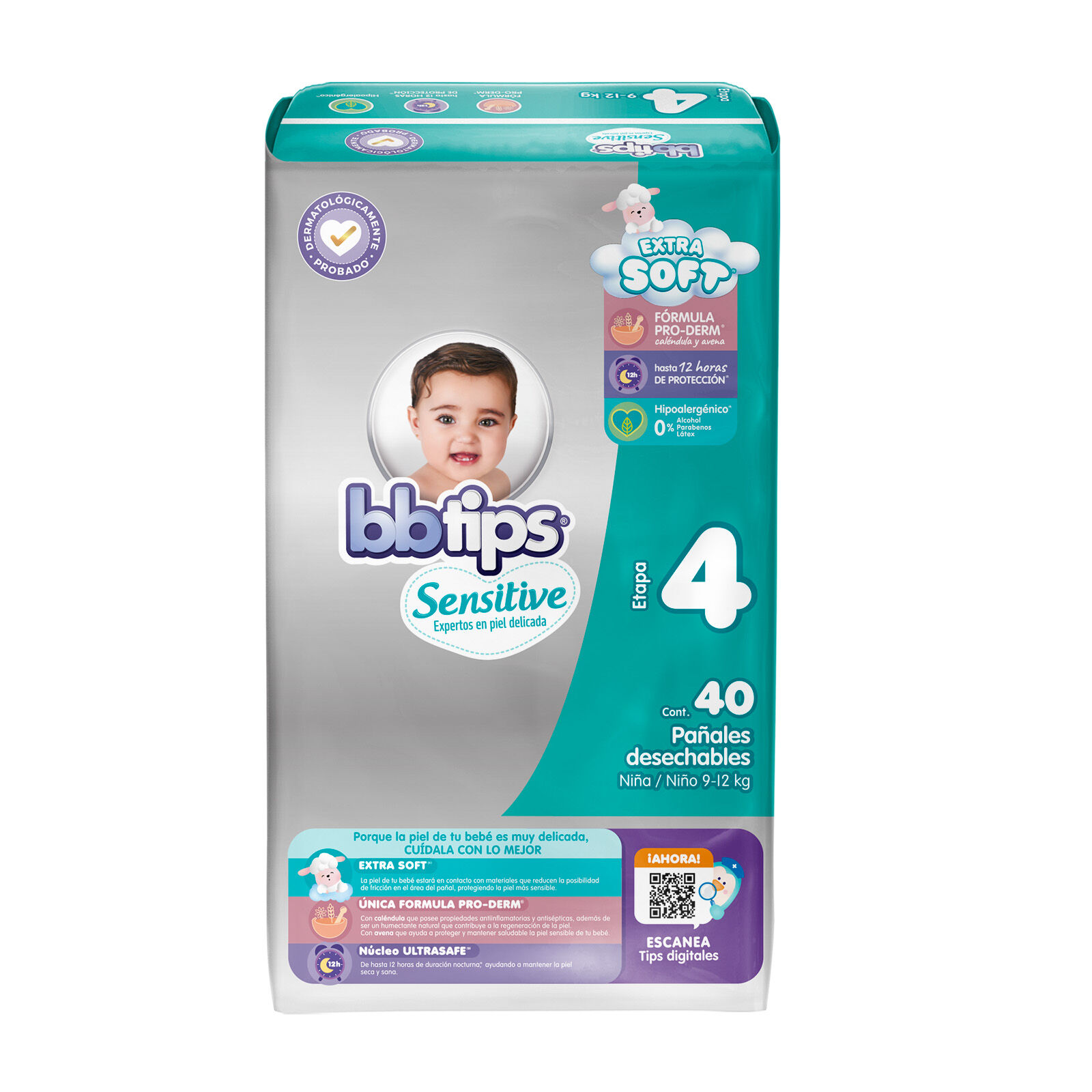 Pañal P/bebe Talla 4 Bb Tips 40.0 Pza