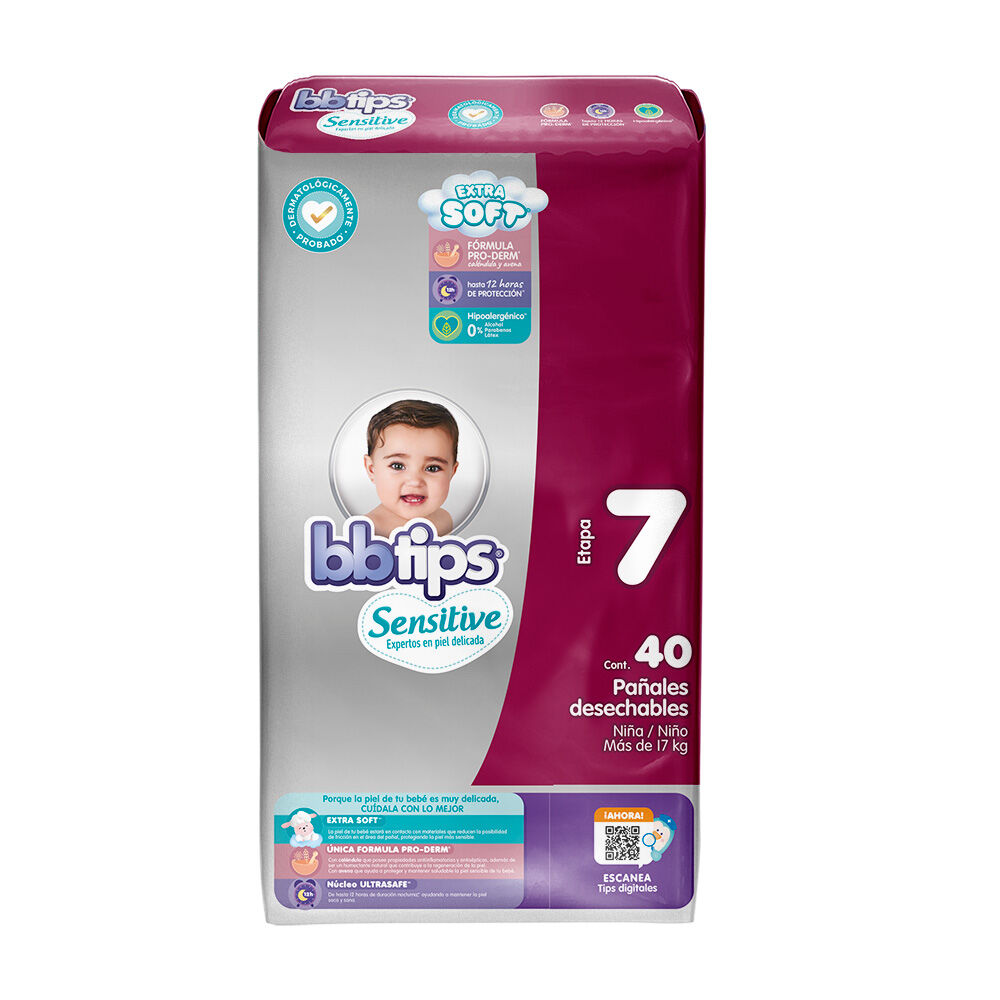 Pañal P/bebe Talla 7 Bb Tips 40.0 Pza