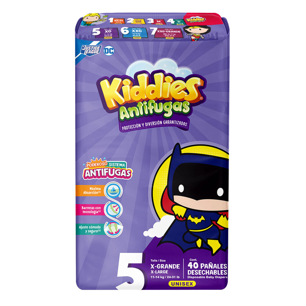 Pañal Kiddies Antifugas Talla 5 X Grande 40 Pañales