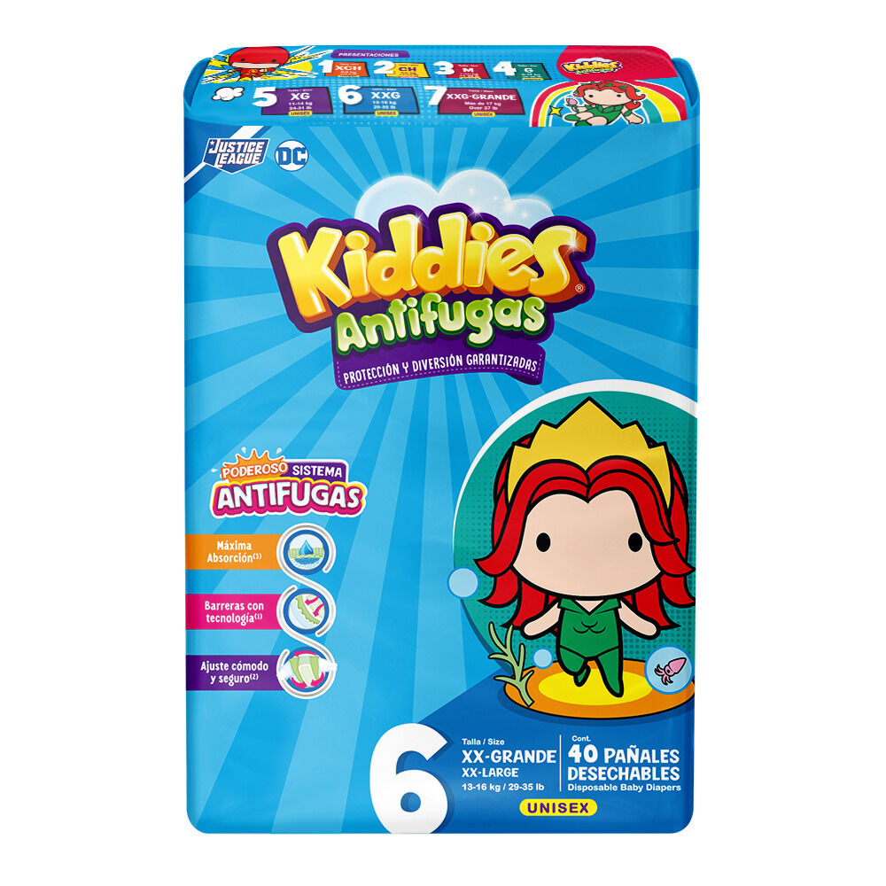 Pañal Kiddies Antifugas Talla 6 Xx Grande 40 Pañales