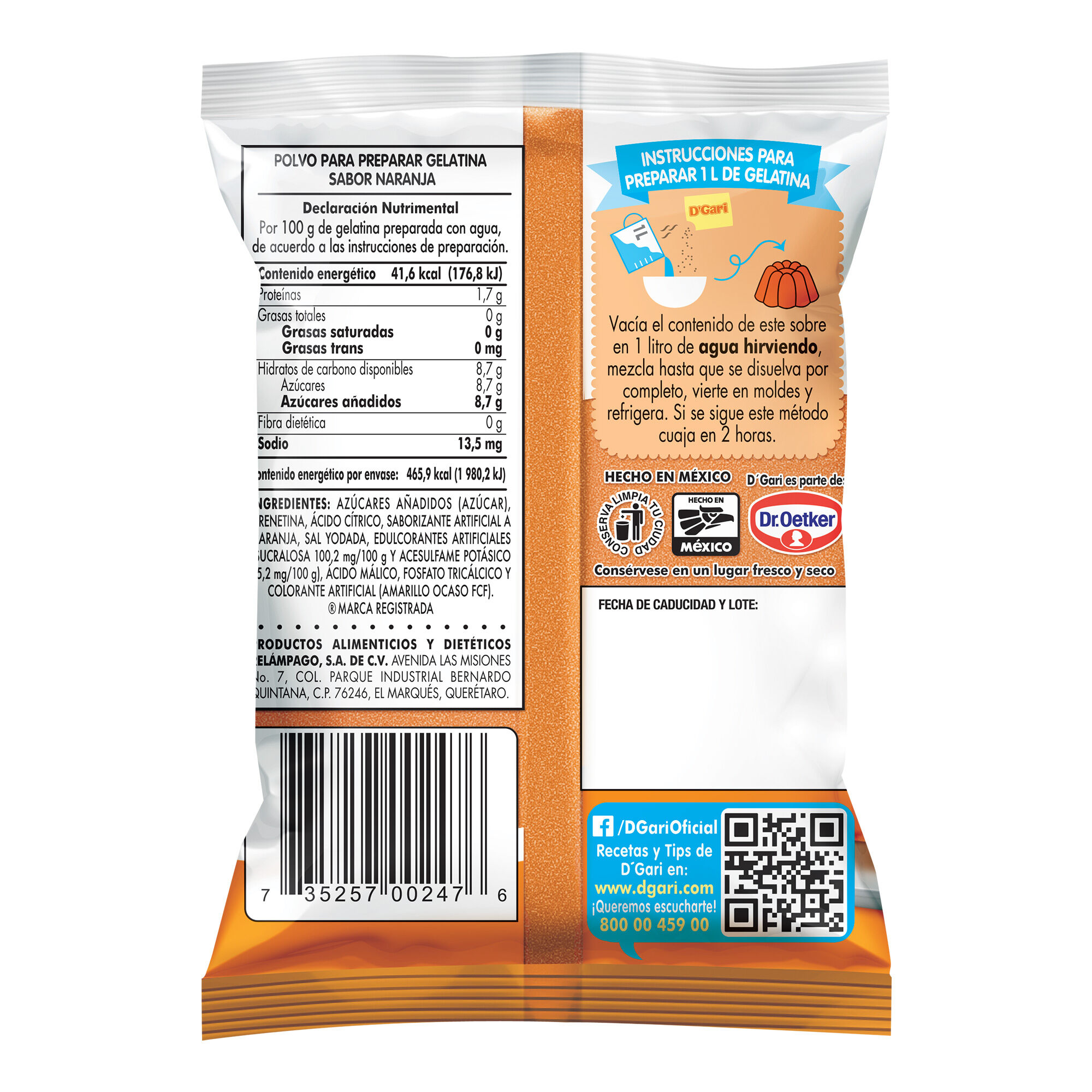Gelatina Naranja Dgari 120.0 Gr