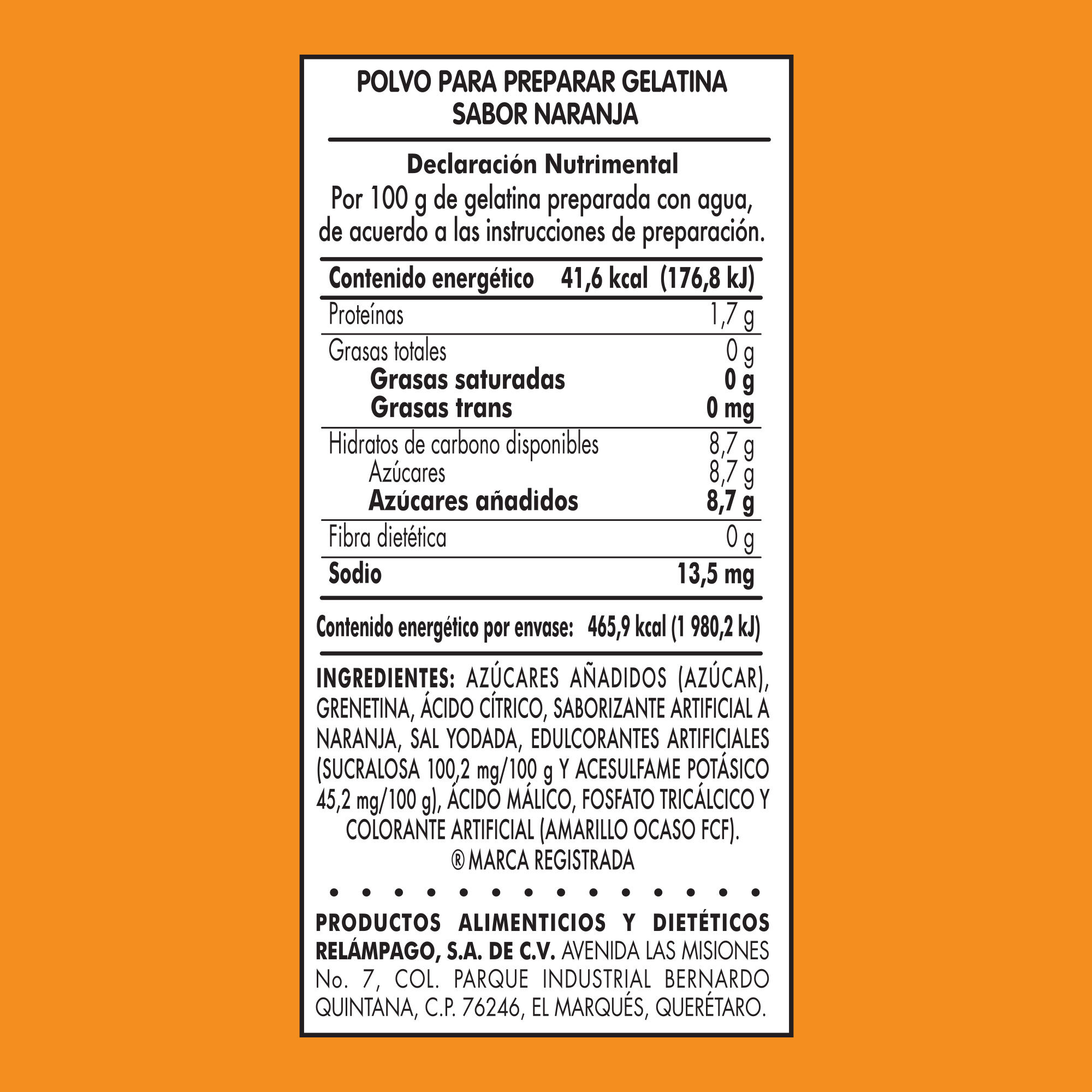 Gelatina Naranja Dgari 120.0 Gr