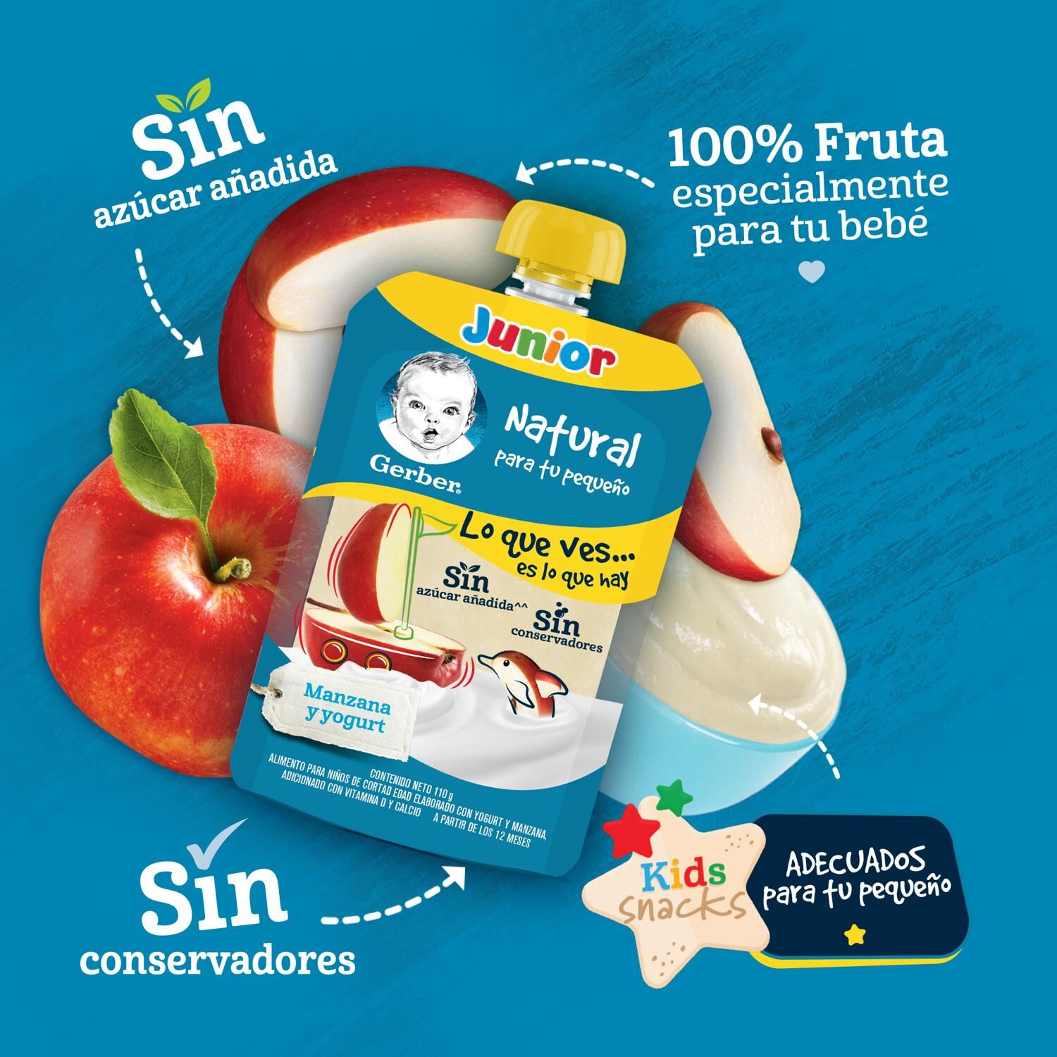 Papilla Pouch Yogurt Manzana Gerber 110.0 Gr