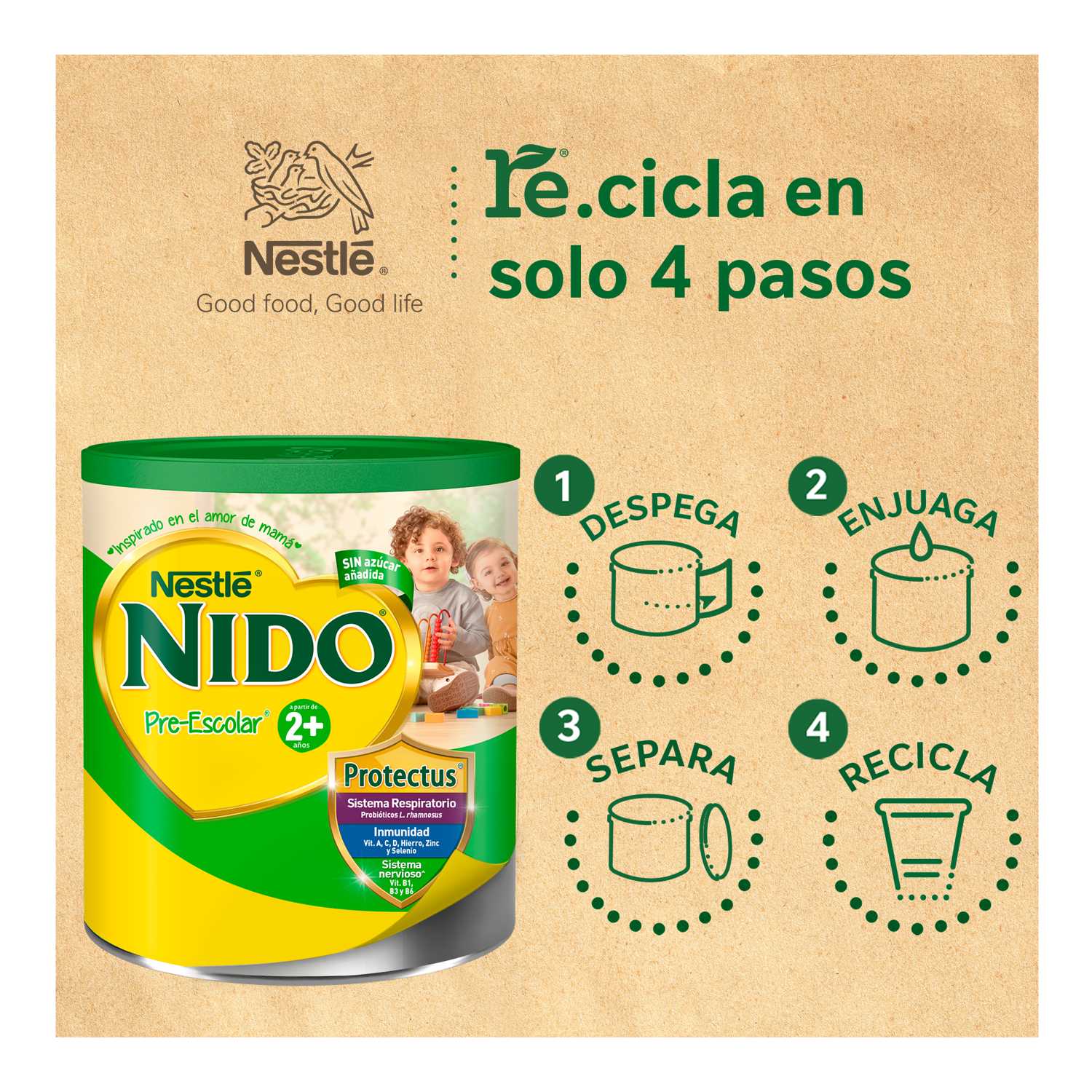 Leche Polvo Pre Escolar 2+ Nido 800.0 Gr