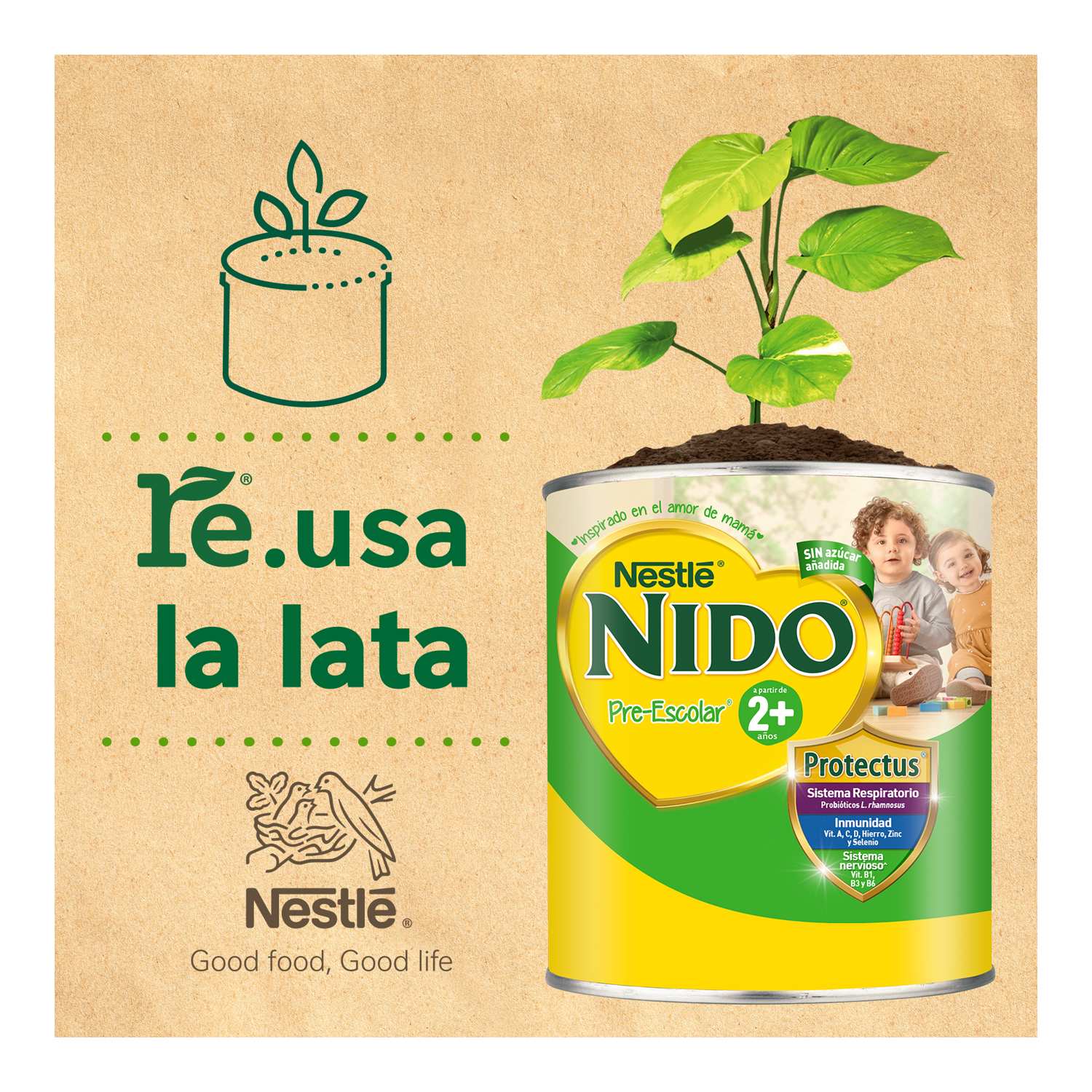 Leche Polvo Pre Escolar 2+ Nido 800.0 Gr