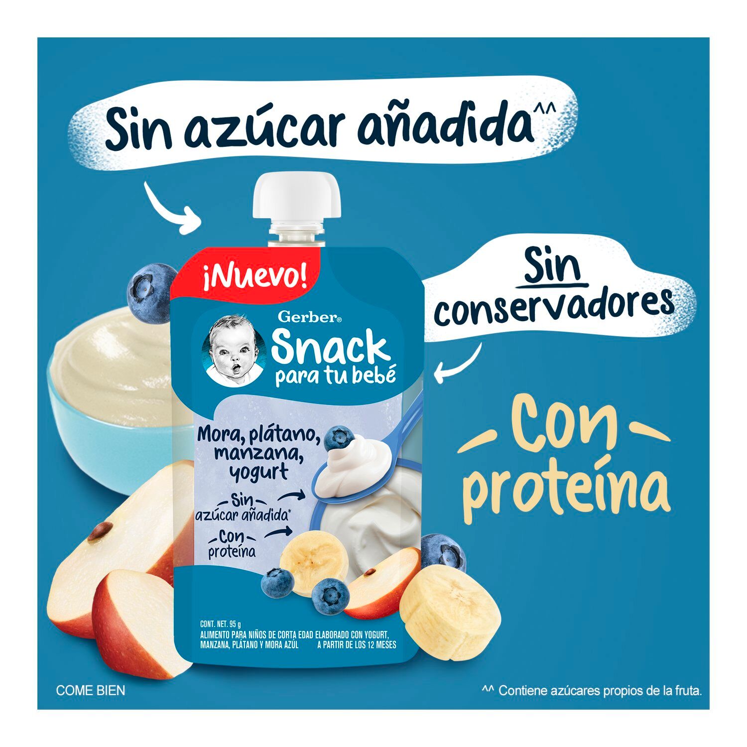 Junior Pouch Yogurt Mora Azul Gerber 96.0 Gr