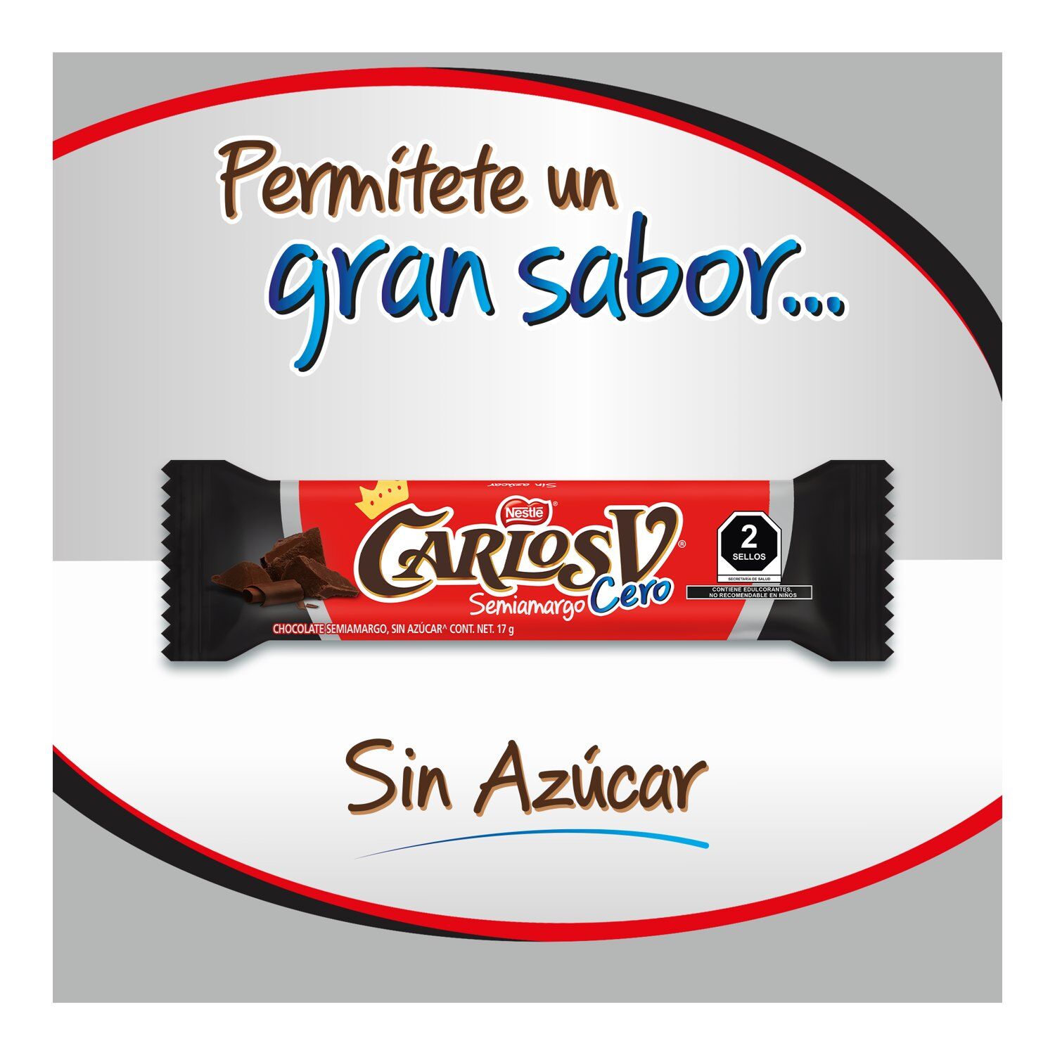 Chocolate Semiamargo Sin Azucar Carlos V 17.0 Gr