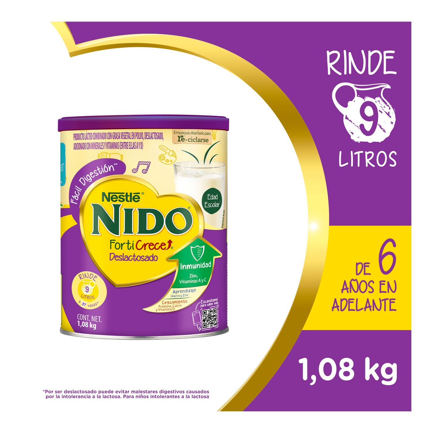 Alimento Lacteo Forti Crece Lactosa Free Nido 1.08 Kg