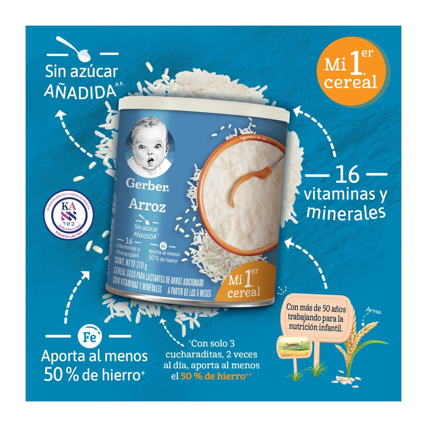 Cereal Infantil Gerber Para Lactantes Arroz 270g