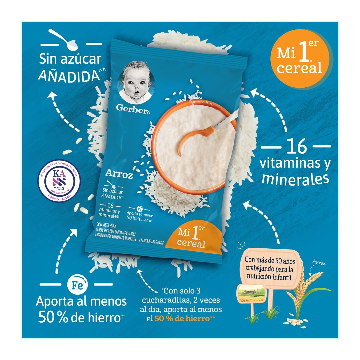 Cereal Infantil Gerber Para Lactantes Arroz 200g