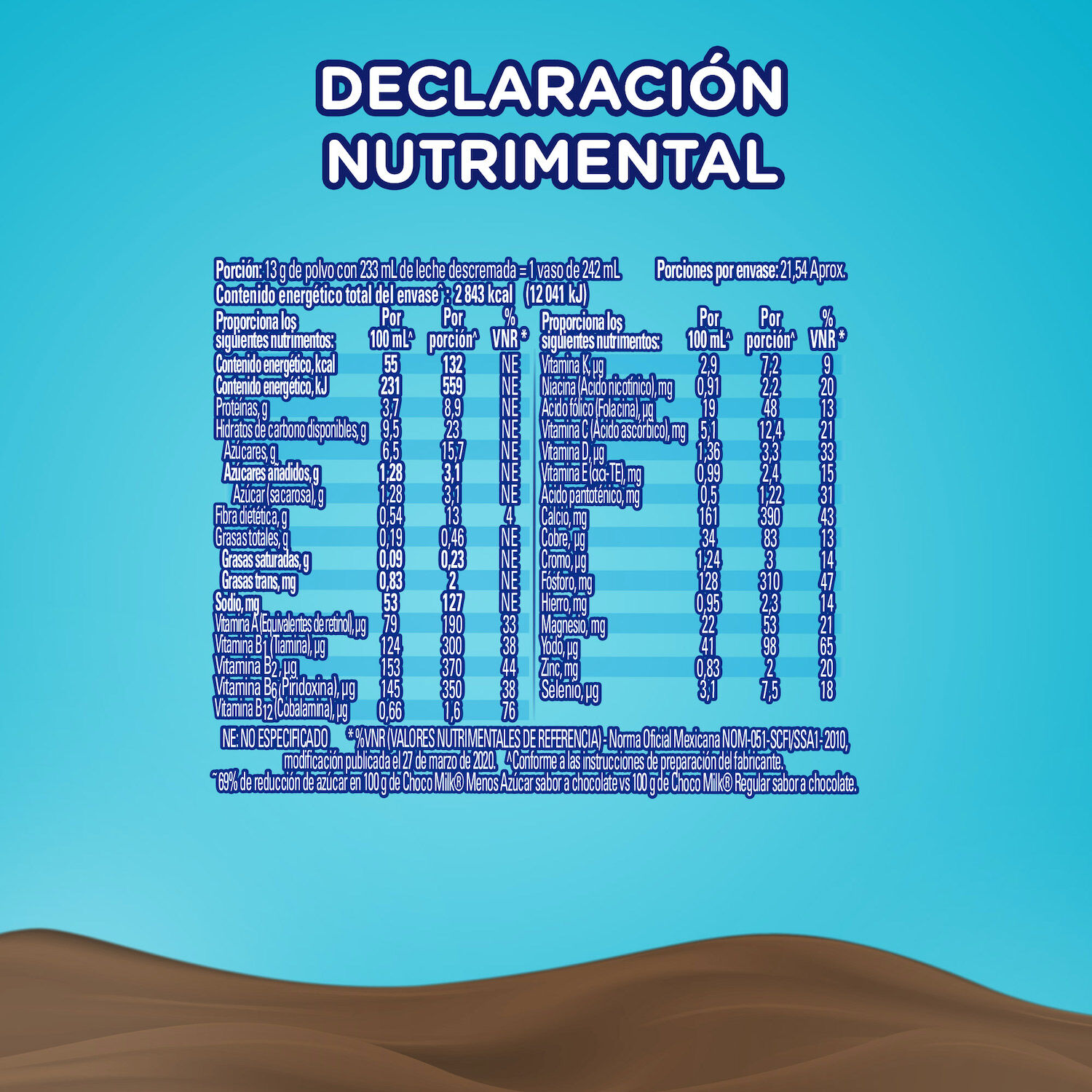 Chocolate Polvo 50 % Menos Azucar Chocomilk 280.0 Gr