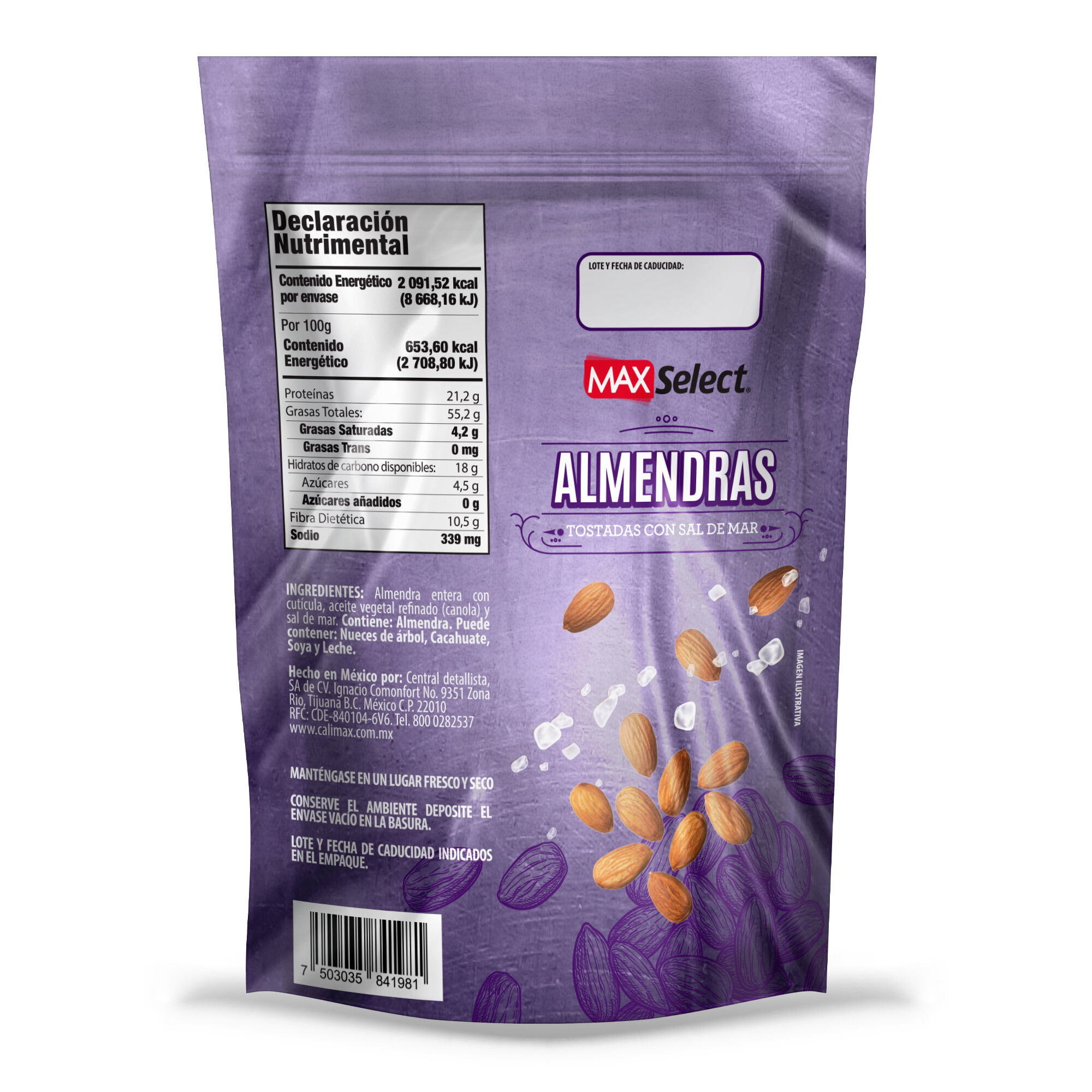Almendras Naturales Con Sal Max Select 320.0 Gr