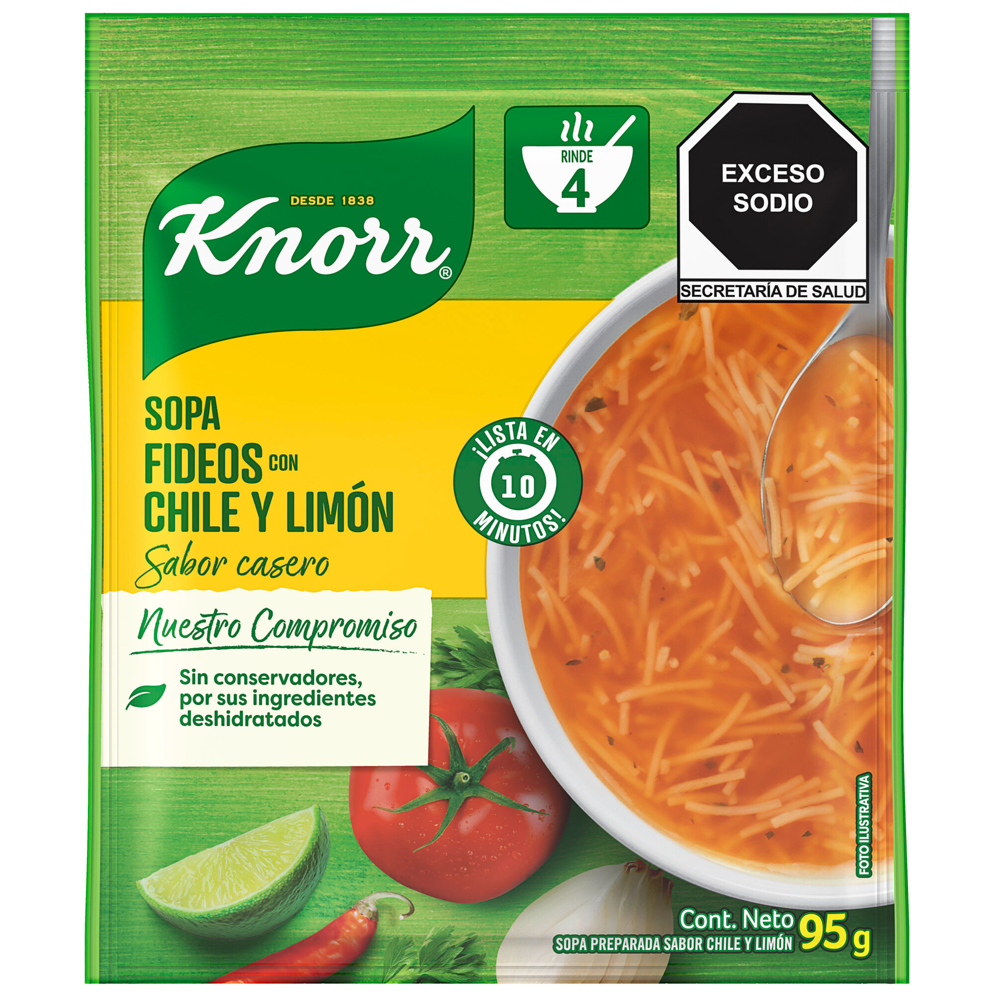 Sopa Fideo Chile Y Limon Knorr 95.0 Gr