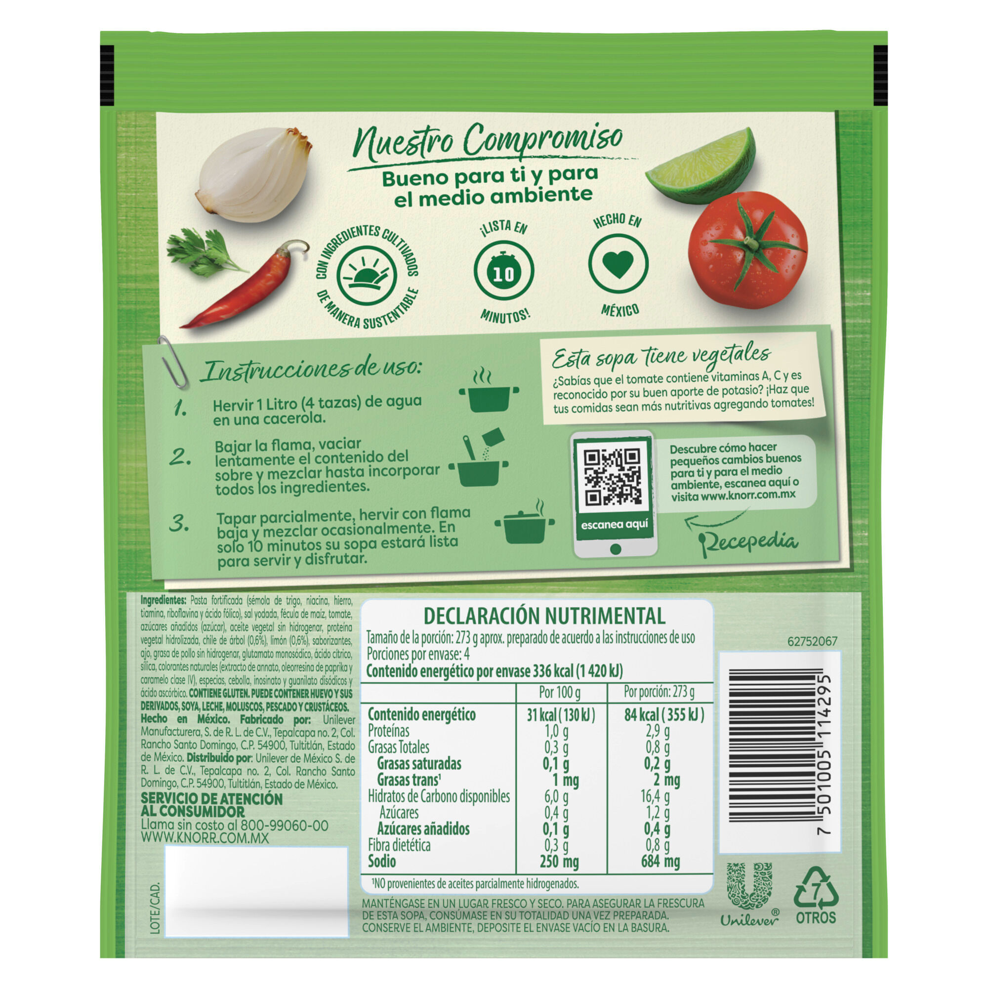 Sopa Fideo Chile Y Limon Knorr 95.0 Gr