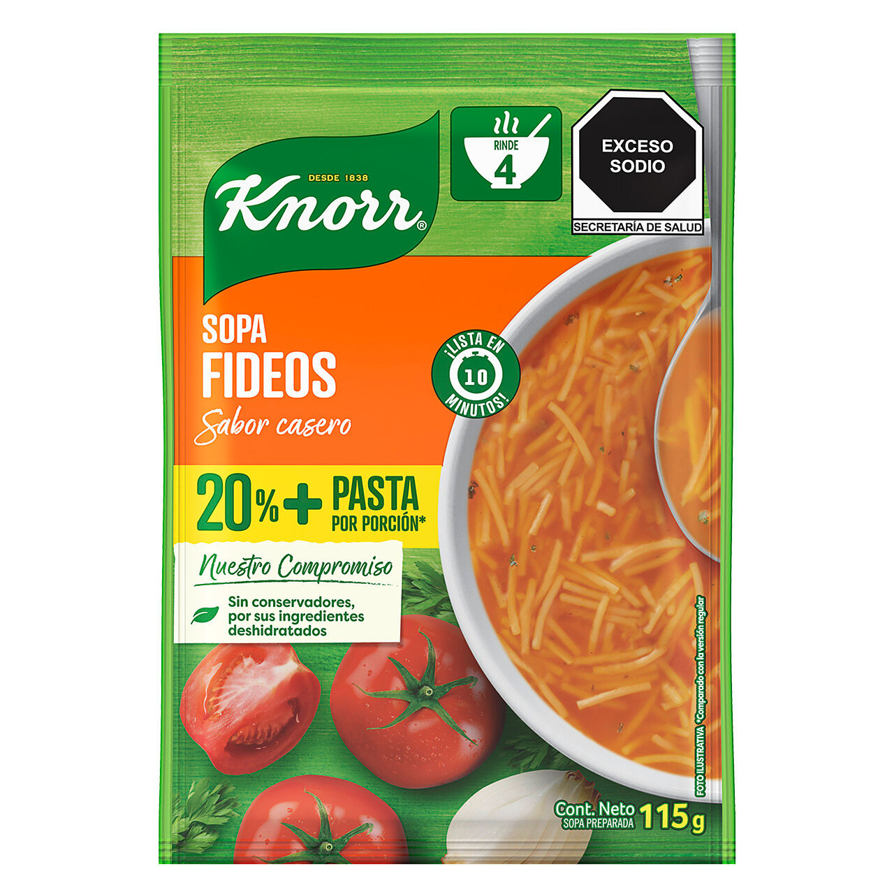 Sopa Fideo 20% Mas Pasta Knorr 115.0 Gr