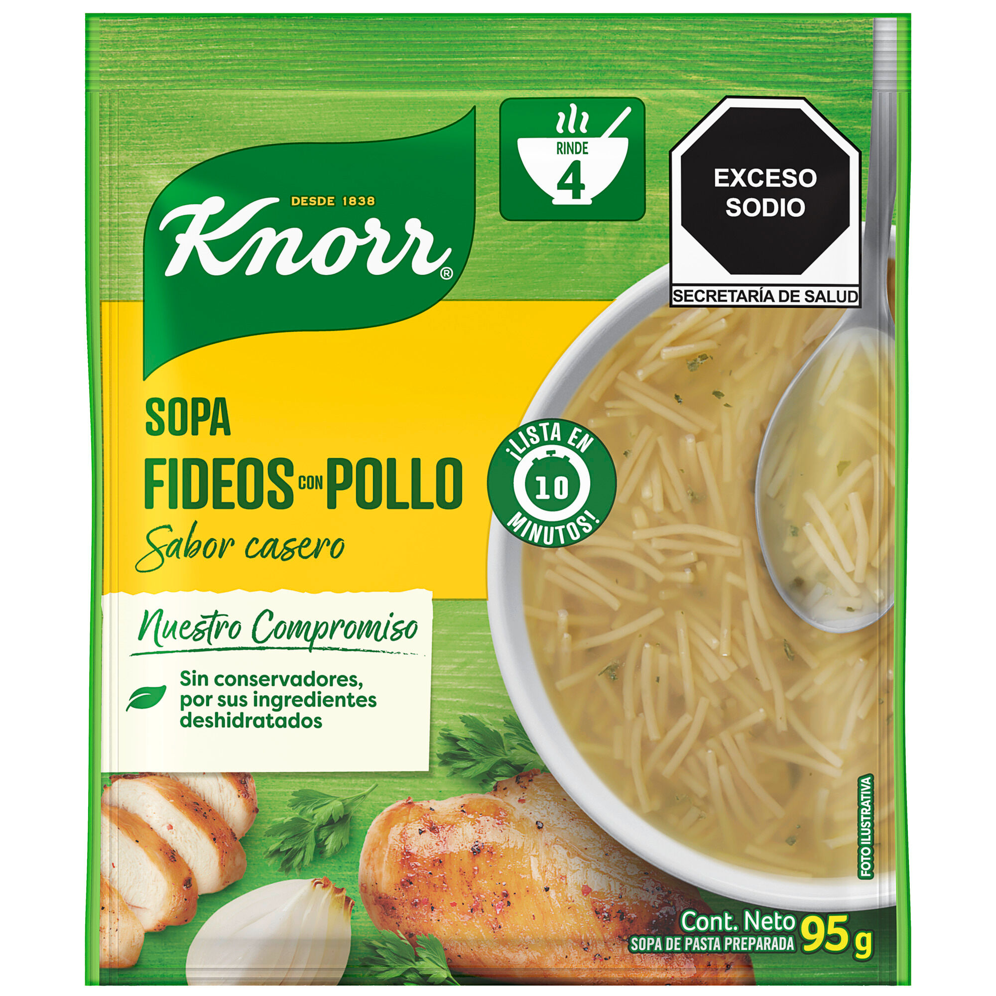Sopa Fideo Y Pollo Knorr 95.0 Gr
