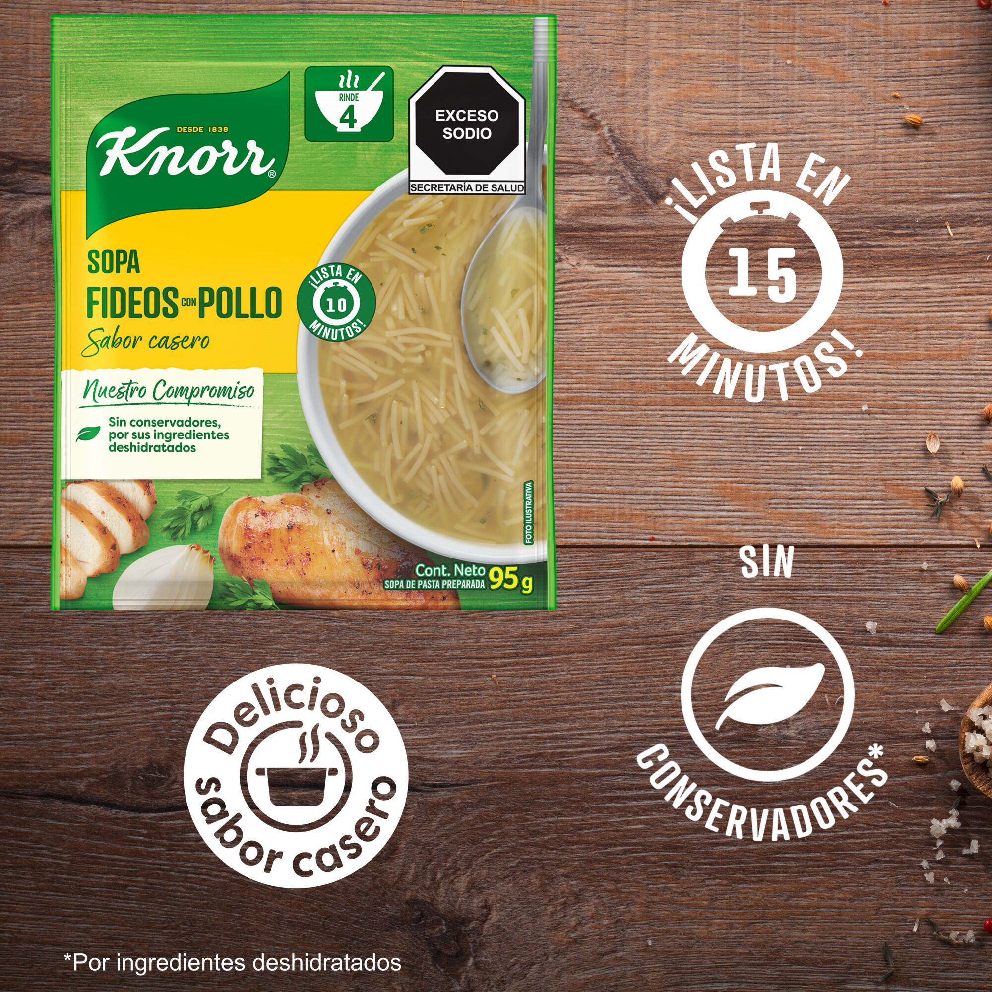 Sopa Fideo Y Pollo Knorr 95.0 Gr