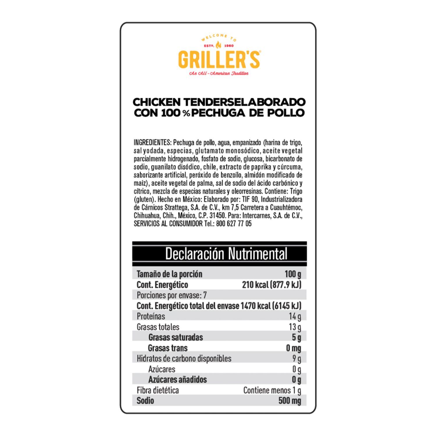 Tender 100% Pechuga Grillers 700.0 Gr