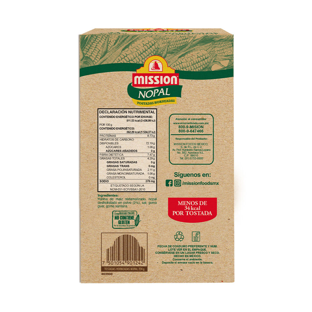 Tostadas De Nopal Mission 224.0 Gr