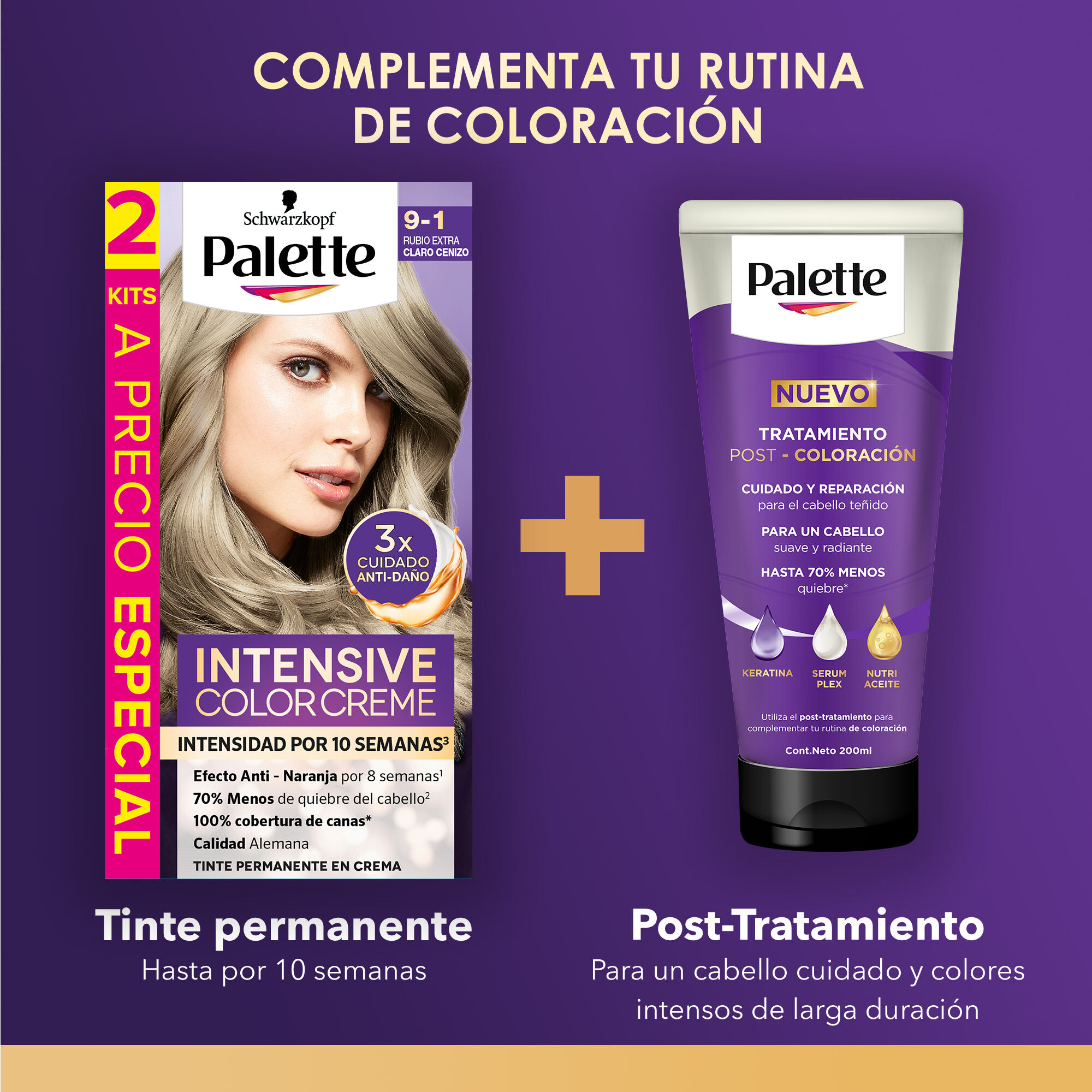 Tinte Cabello Rubio Metal #9 65 Palette 1.0 Pza