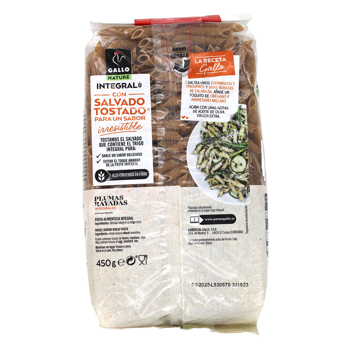 Pasta Plumas Integral Gallo 450.0 Gr