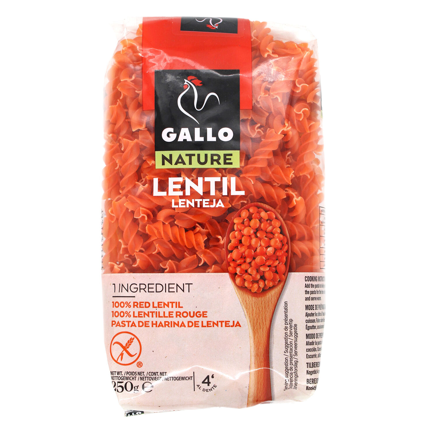 Pasta Helices Lenteja Gallo 250.0 Gr