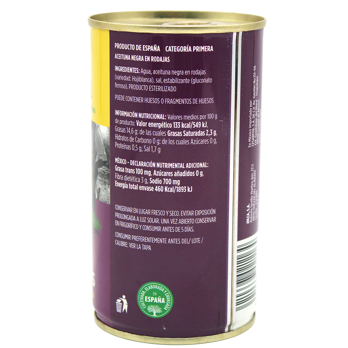 Aceituna Negra Rodajas Jolca 350.0 Gr