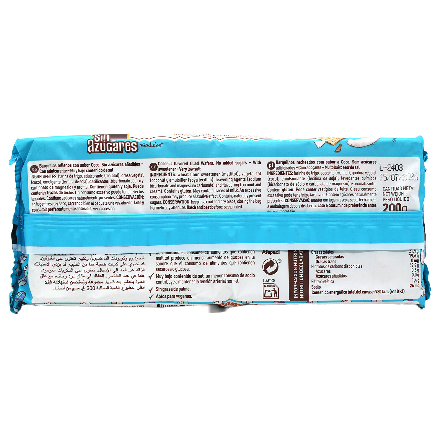 Barquillos Rell Coco Diet Radisson 200.0 Gr