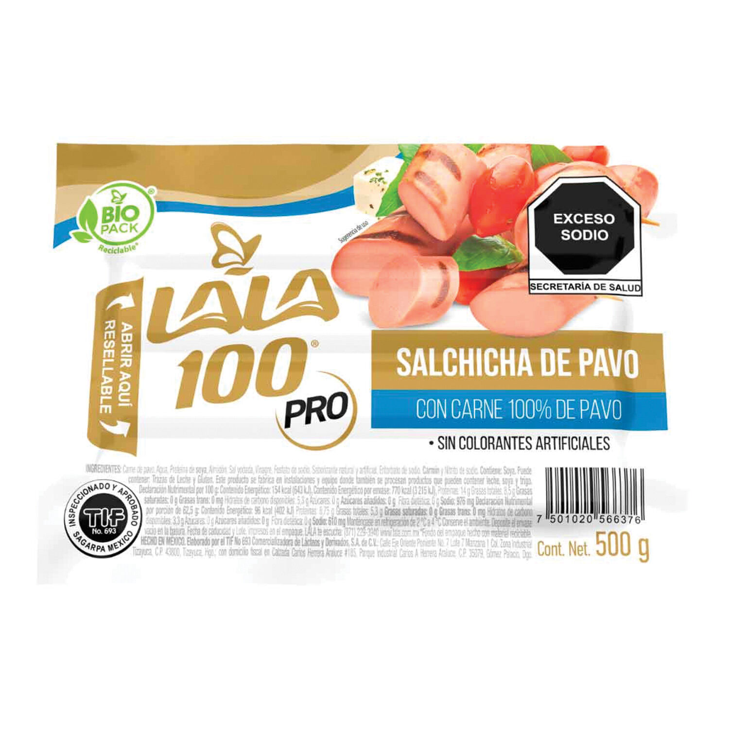 Salchicha Pavo Lala 100 500.0 Gr