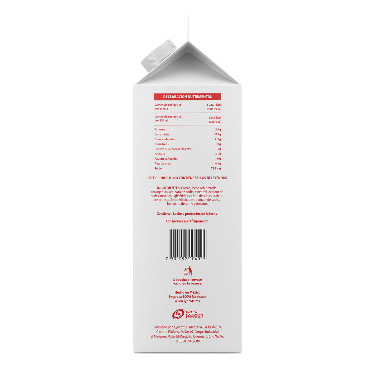 Crema Cafe Half & Half 1.0 Lt