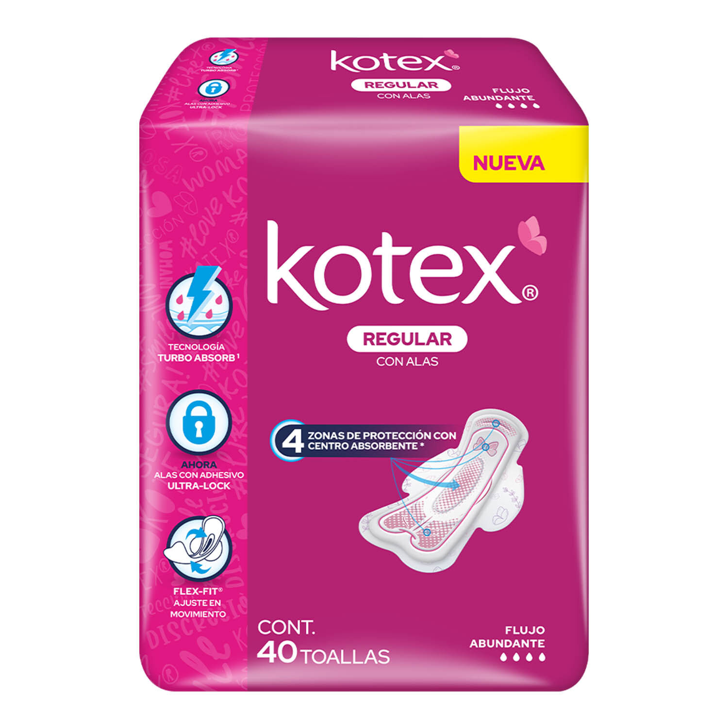 Toallas Femeninas Anatomica C/ Alas 40 Toallas Kotex 1.0