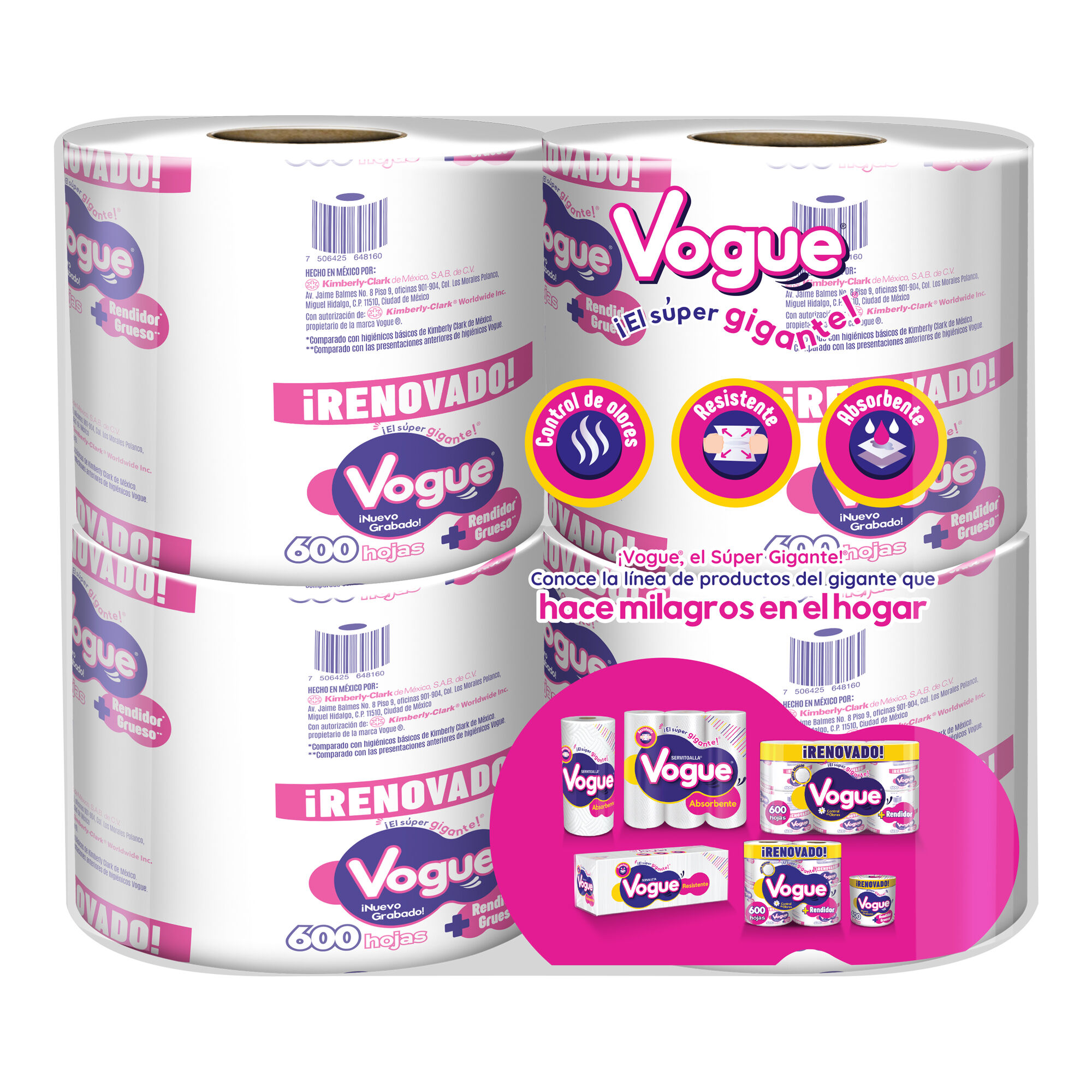 Papel Higienico 600 Hd Vogue 4.0 Pza