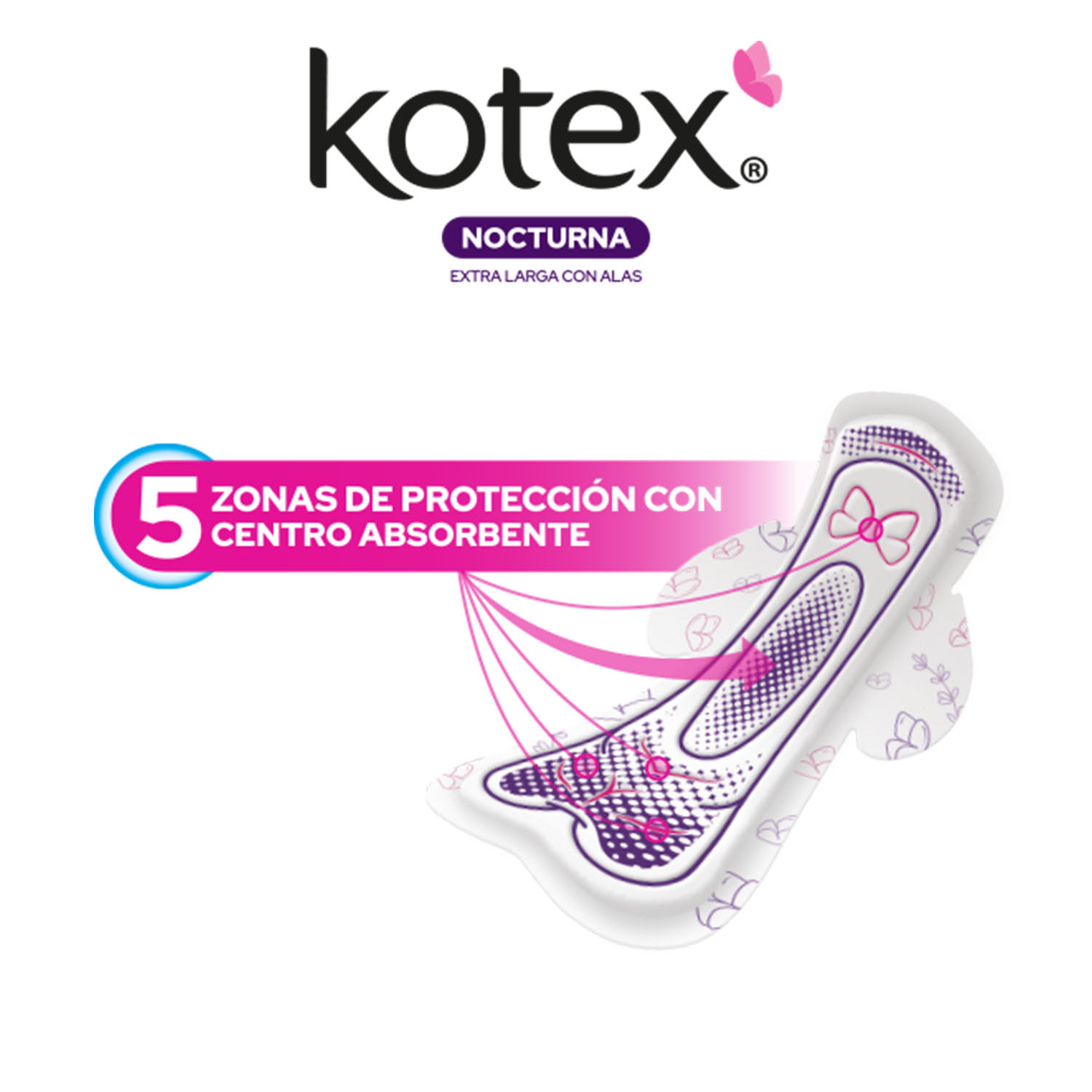 Toalla Femenina Rosa Nocturna Kotex 34 Pza