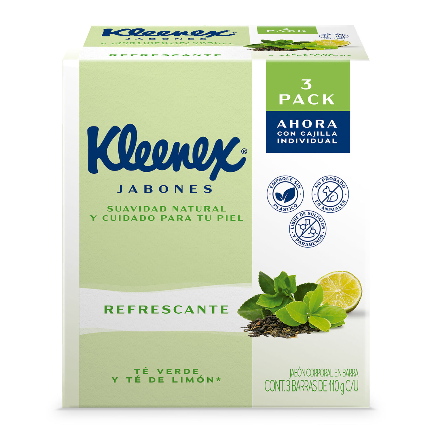 Jabon Barra Te Kleenex 3pz